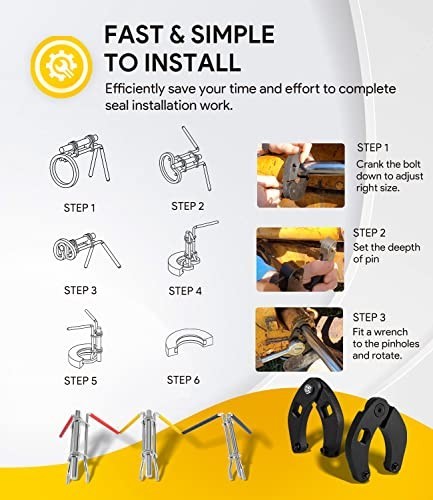 3 Pack Hydraulic Seal Installer Tools, Adjustable Gland Nut & Universal Wrench S