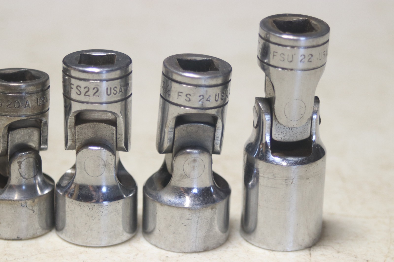 Lot of 6 Snap On 3/8 Inch Drive 6 Point Swivel Sockets 7/16 to 3/4