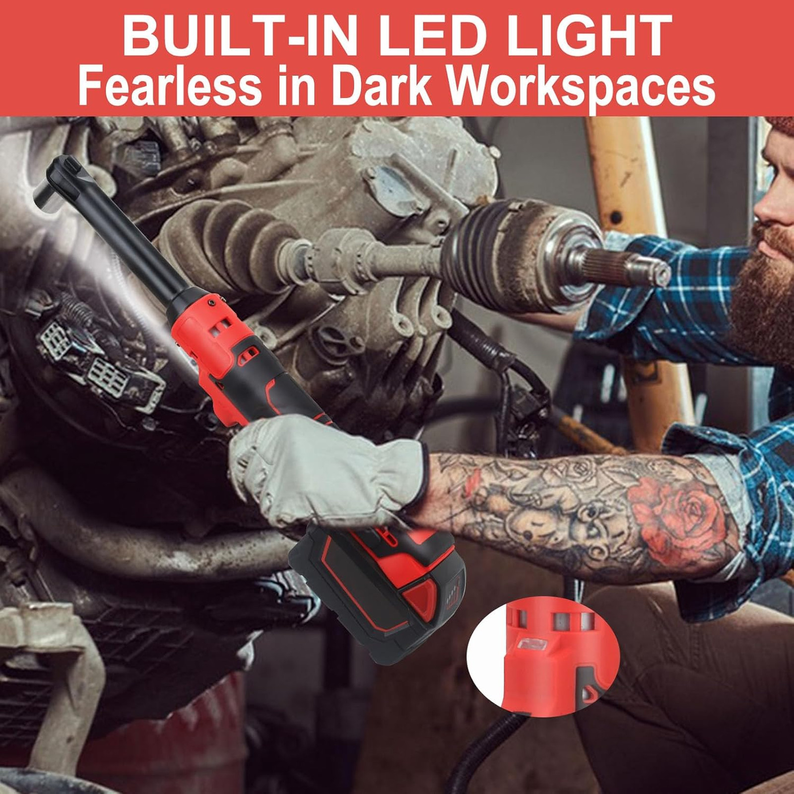 Cordless Ratchet Compatible with Milwaukee 18V Battery, 3/8″ Electric Ratchet