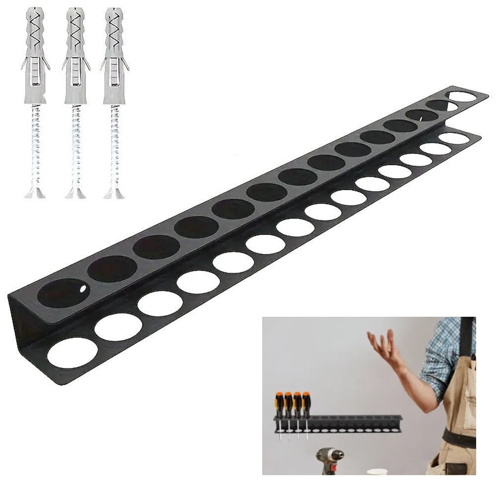 Space Saving Heavy Duty Wall Mounted Screw Driver Holder Tool Rack for Workshop
