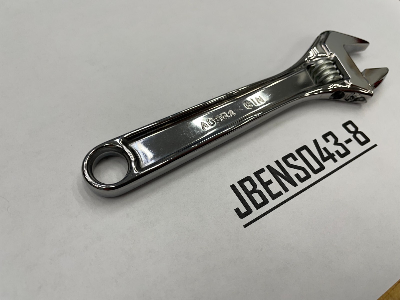 Snap-on Tools NEW 6″ Length Chrome Smooth Jaw Adjustable Wrench AD6BA