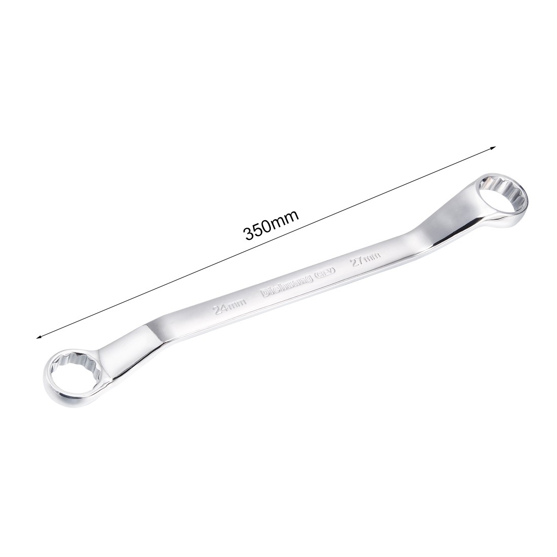 24mm x 27mm 12 Point Offset Double Box End Wrench Polished Finish