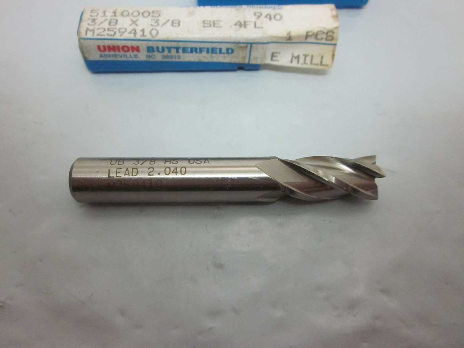 NOS UNION BUTTERFIELD 3/8″ x 3/8″ SE 4 FLUTE END MILL