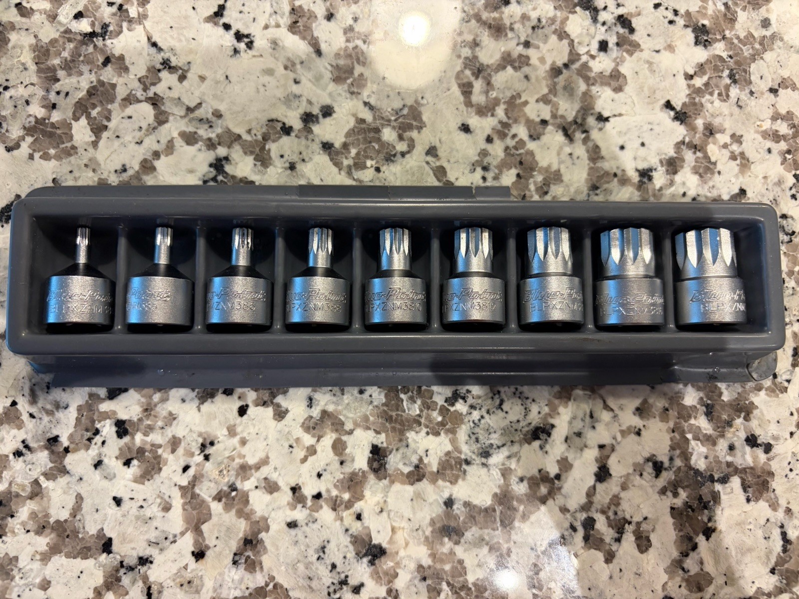 Blue-Point BLPXZNM389 9pc 3/8″ Drive Triple Square Bit Stubby Socket Driver Set