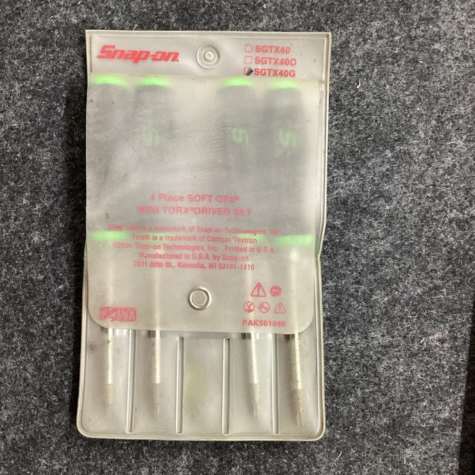 Snap On USA 4 Piece Soft Grip Mini Torx Driver Set SGTX40G W/Pouch