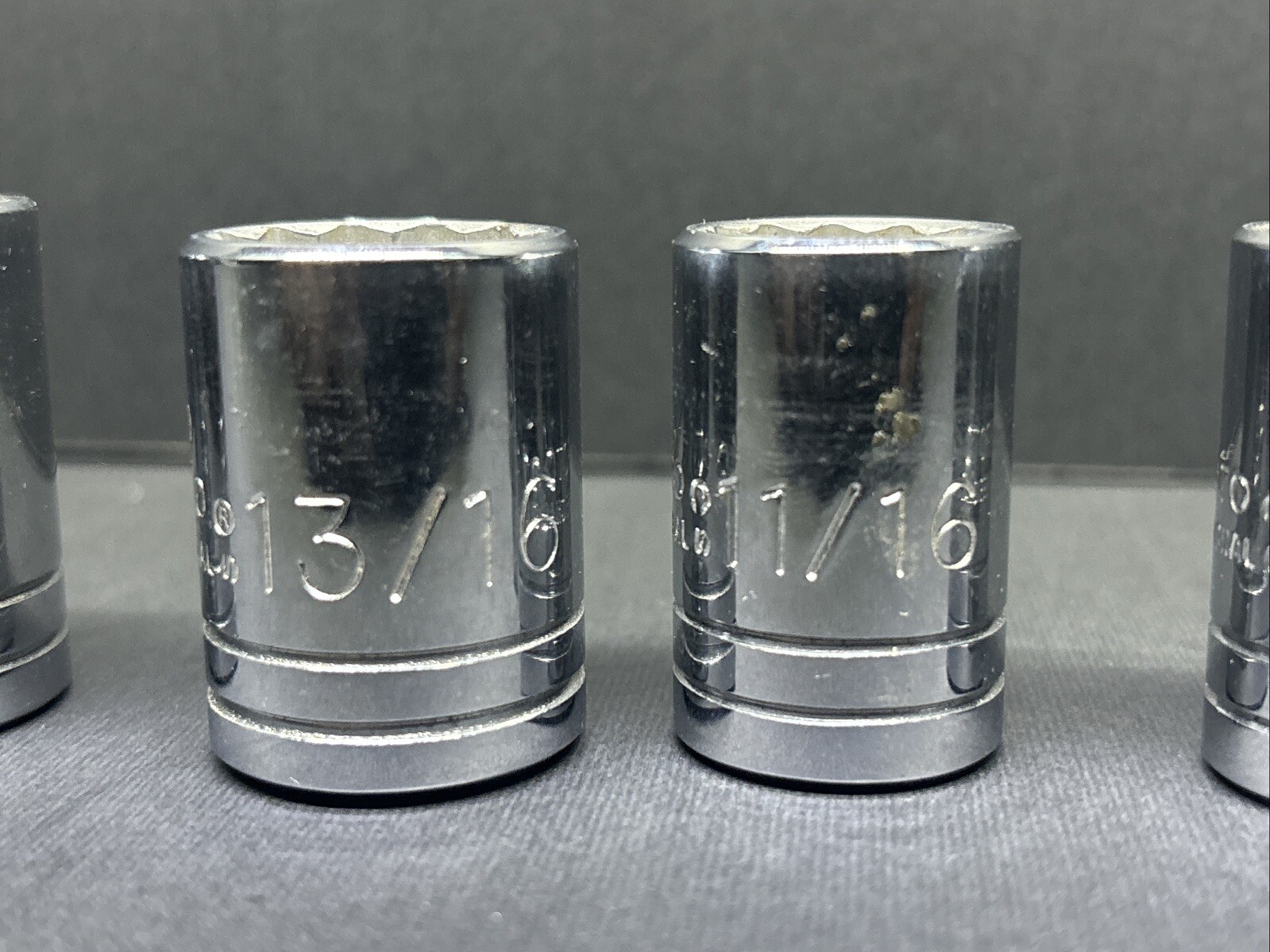 8 Proto 1/2″ Drive 7/8, 15/16, 13/16, 11/16, 9/16 SAE Sockets Chrome 12 Pt USA