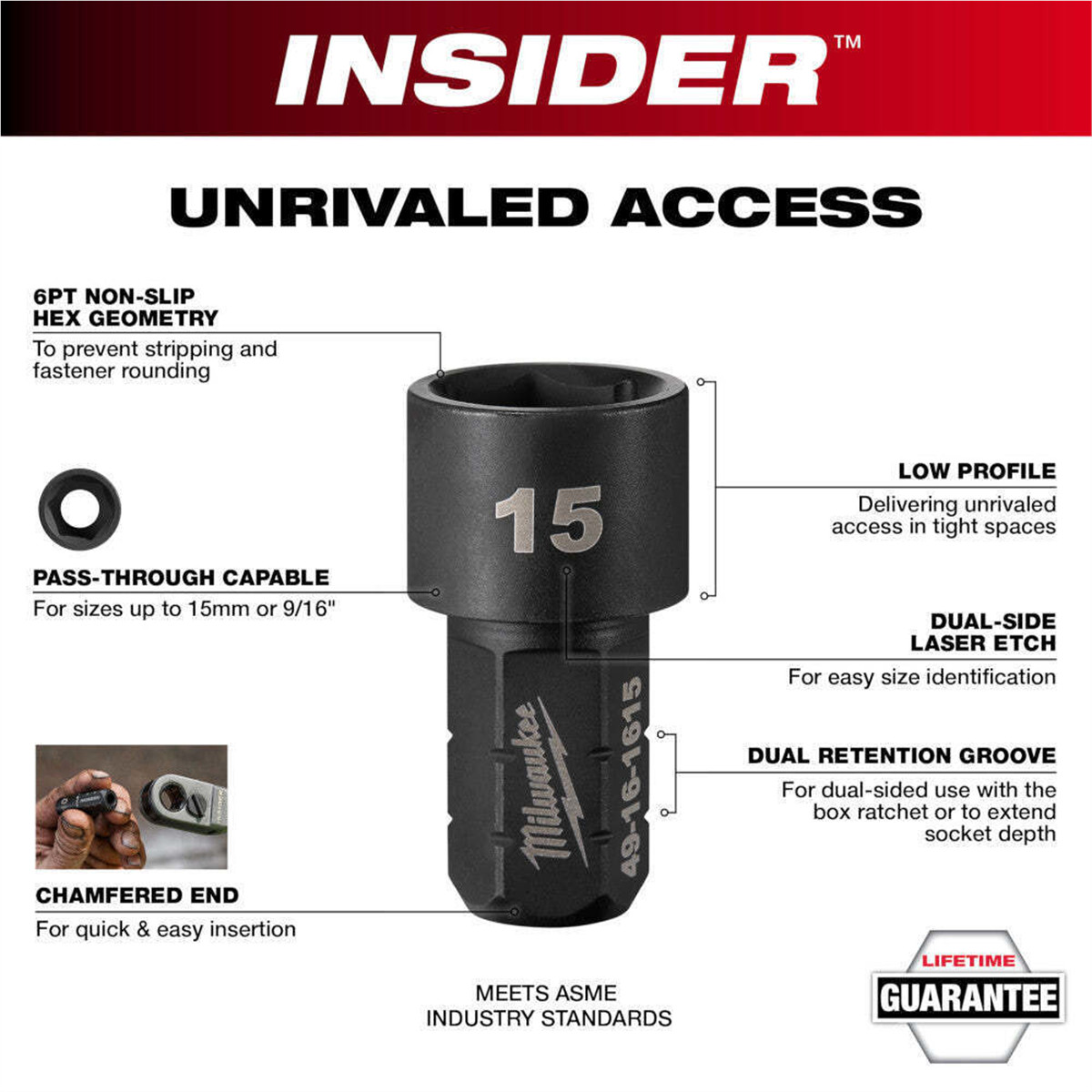 Milwaukee 49-16-1640 Insider Box Ratchet Socket Set Laser Etched