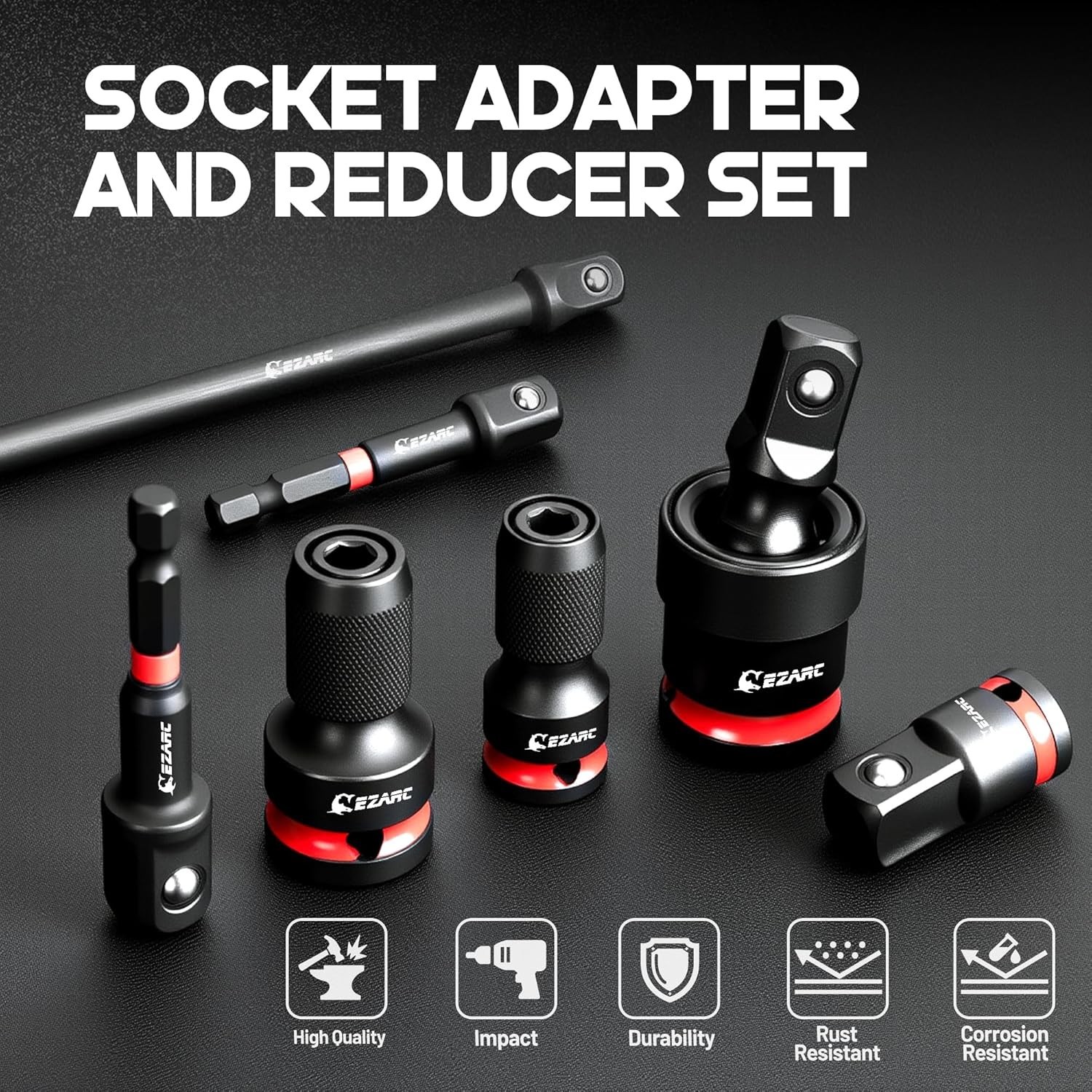 21PCS Impact Socket Adapter Set, Includes CR-MO Universal Swivel Socket Set, …