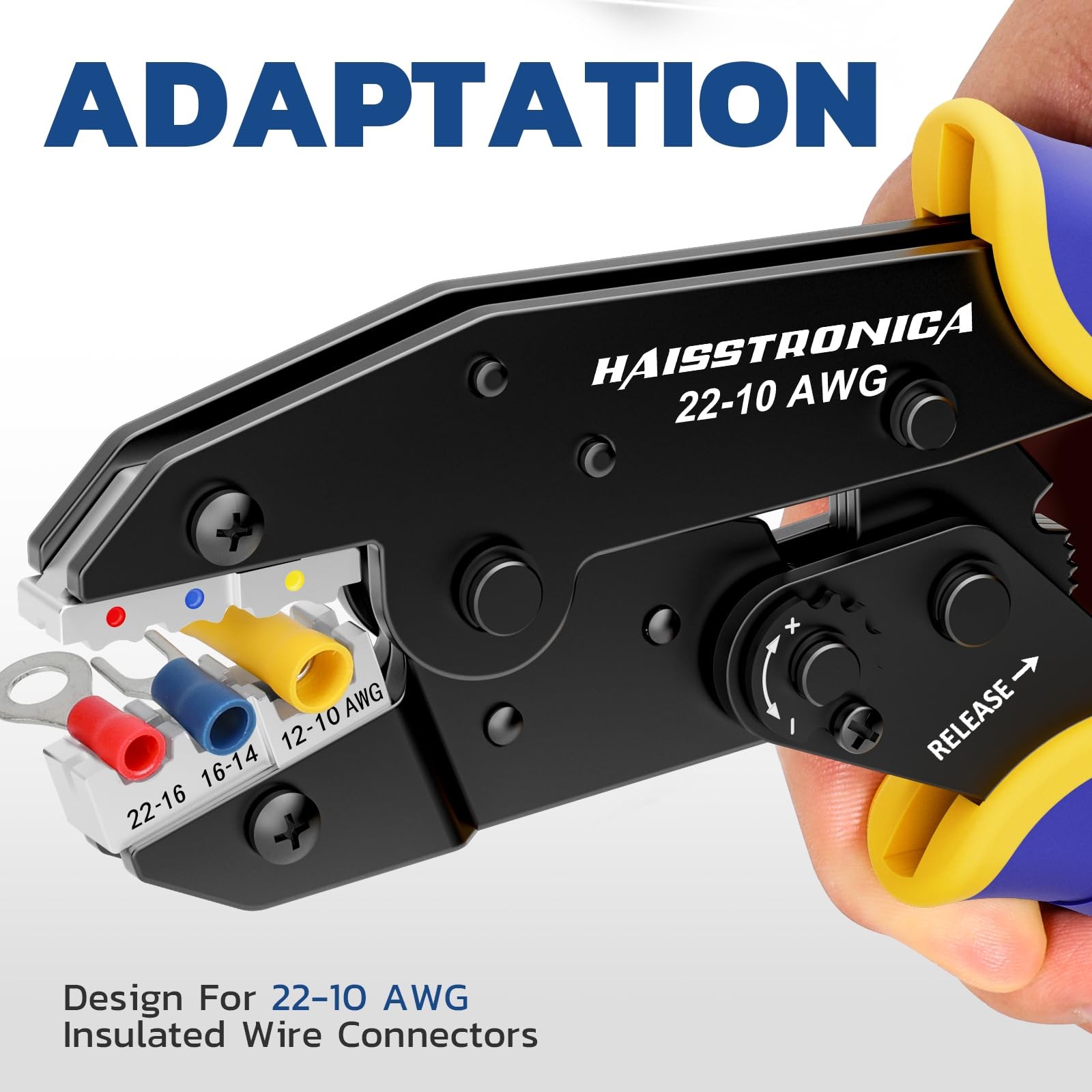 haisstronica Crimping Tool for Insulated 230 mm x 60 mm, Yellow,blue,red