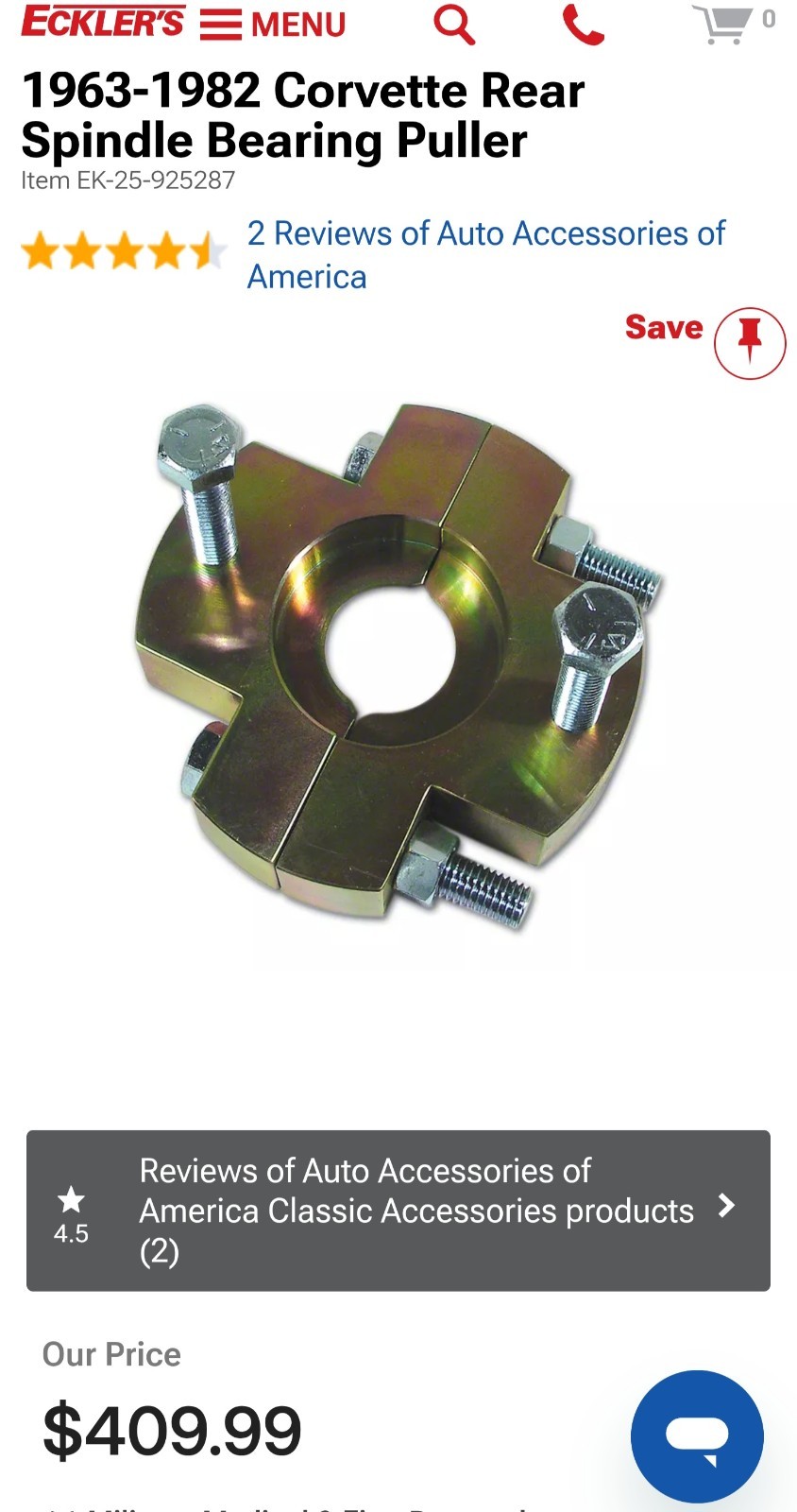 1963-1982 Chevrolet Corvette Rear Spindle Bearing Puller C2 C3