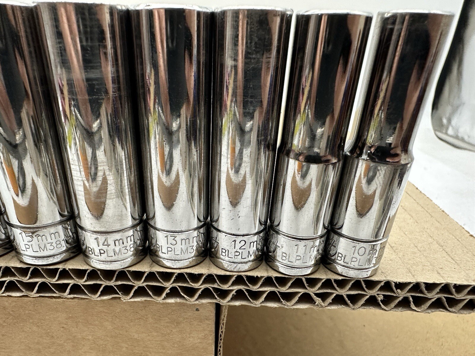 Blue-Point 3/8″ Drive 12 Point 15 Piece Deep Long Socket Set 10mm-24mm VGUC