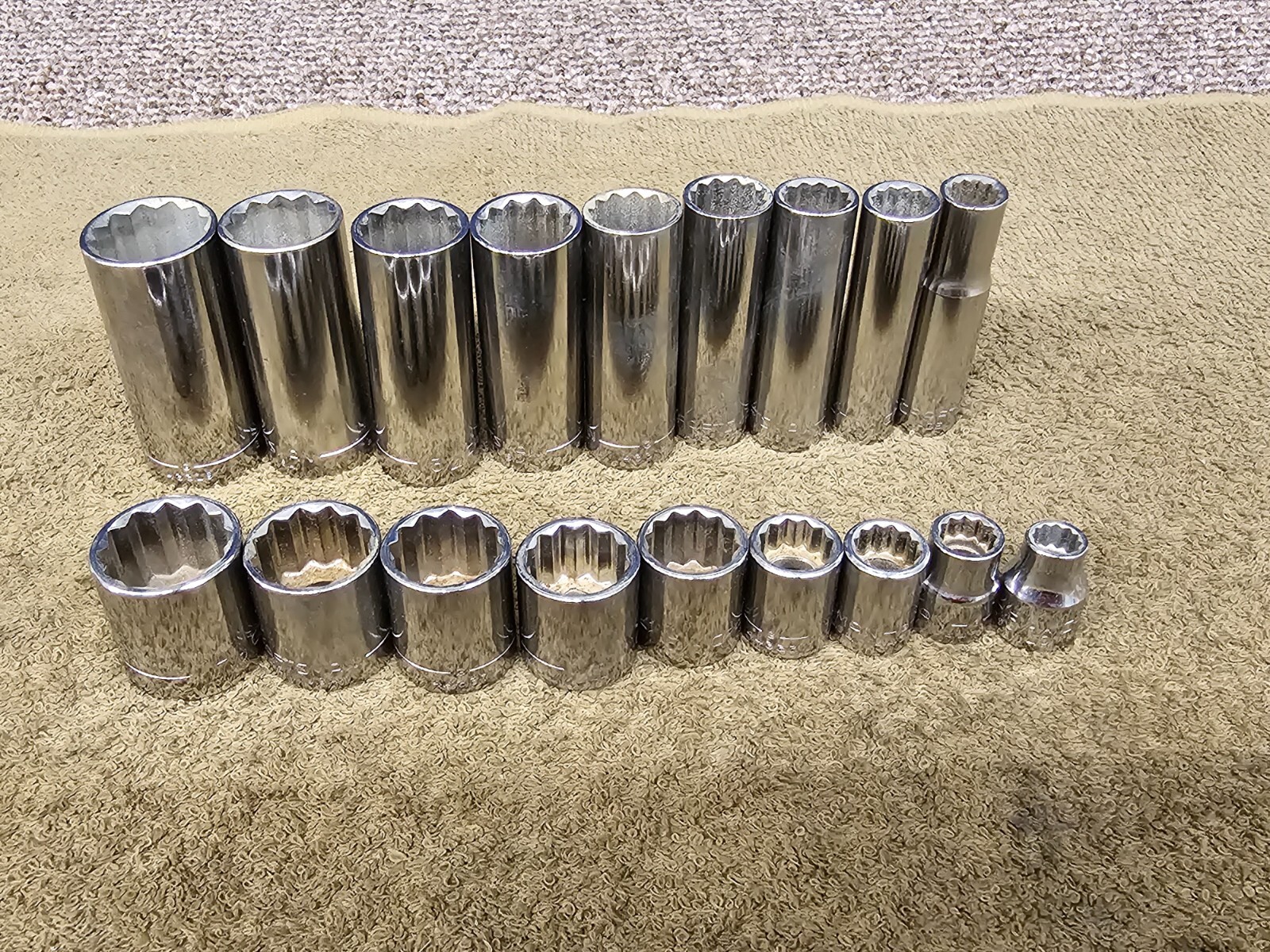 18 Craftsman G Deep Well Shallow Socket Set 7/8 3/4 5/8 1/2 Sae 3/8″ Drive USA