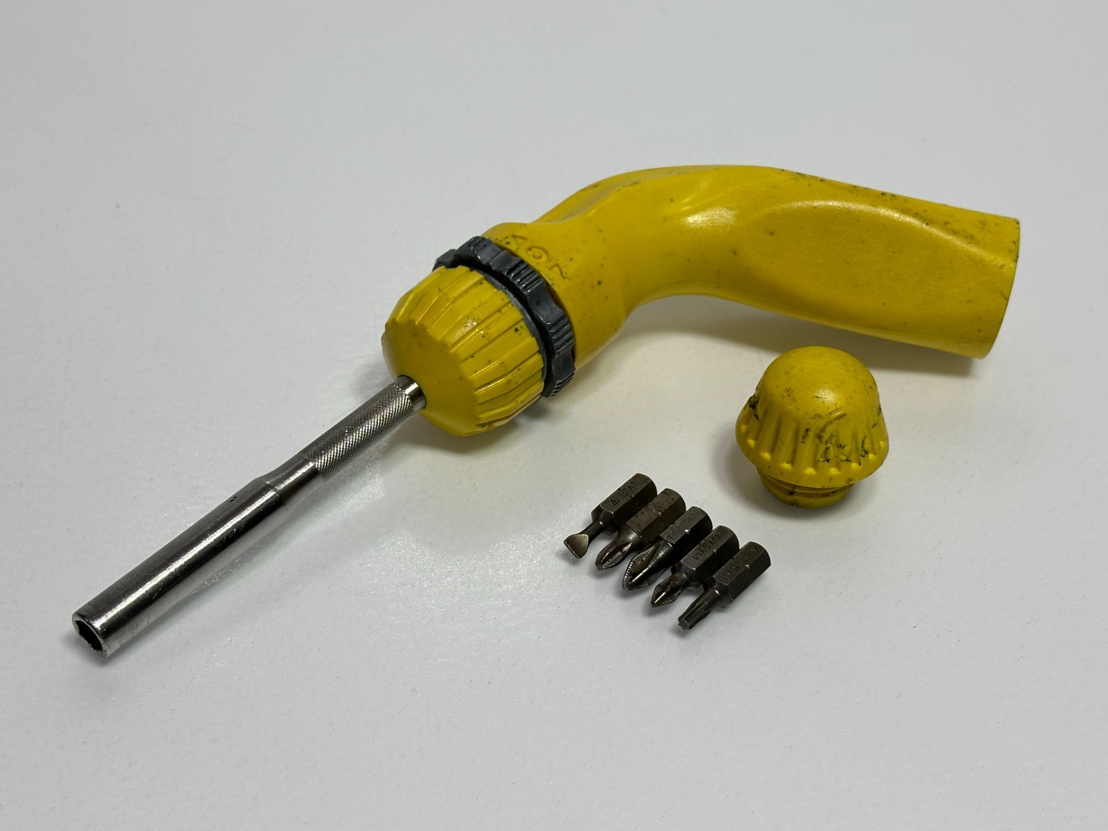 🇺🇸 Snap-On Tools USA SSDMRE4 Pistol-Grip YELLOW Ratcheting Screwdriver w/ Bits