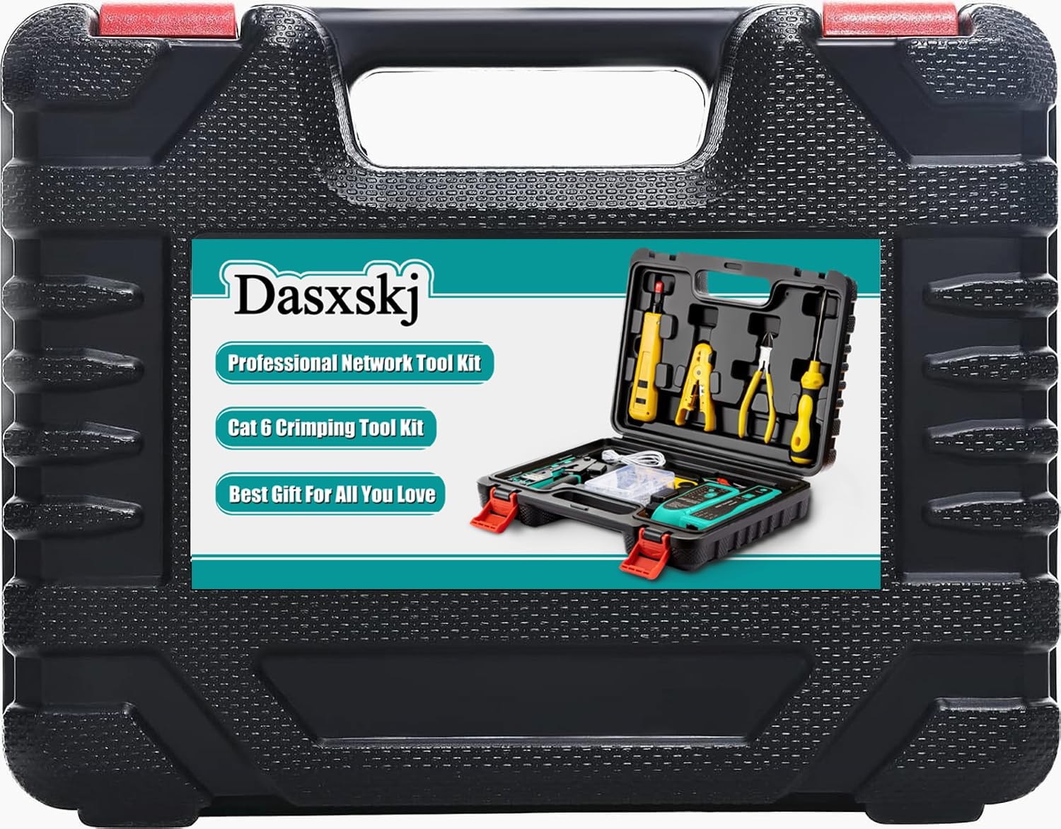 Network Tool Kit RJ45 Crimp Pass Through Cat6 Cat5e Ethernet Tester Yellow Black