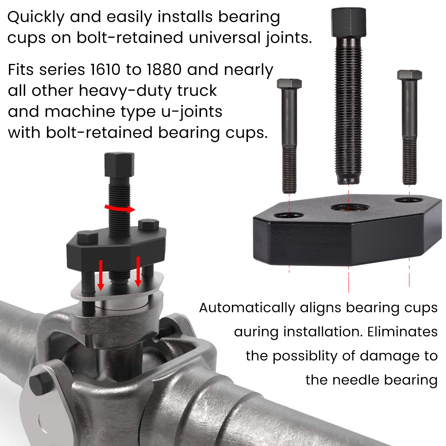 10102 Universal Heavy Duty U-Joint Puller Class 6-8 & 5192 Bearing Cup Installer