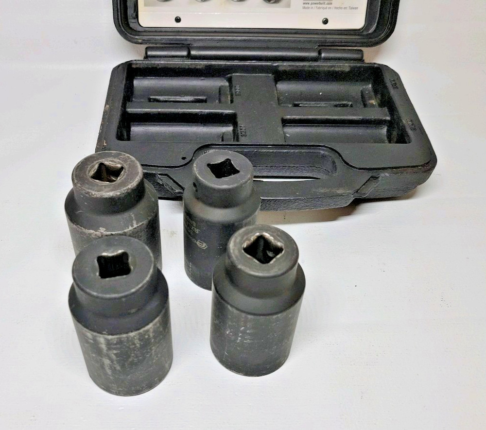 POWER BUILT ,AXLE NUT SOCKET SET, 648635, 4PC.WITH HARD CASE, KIT 10 ( B4)