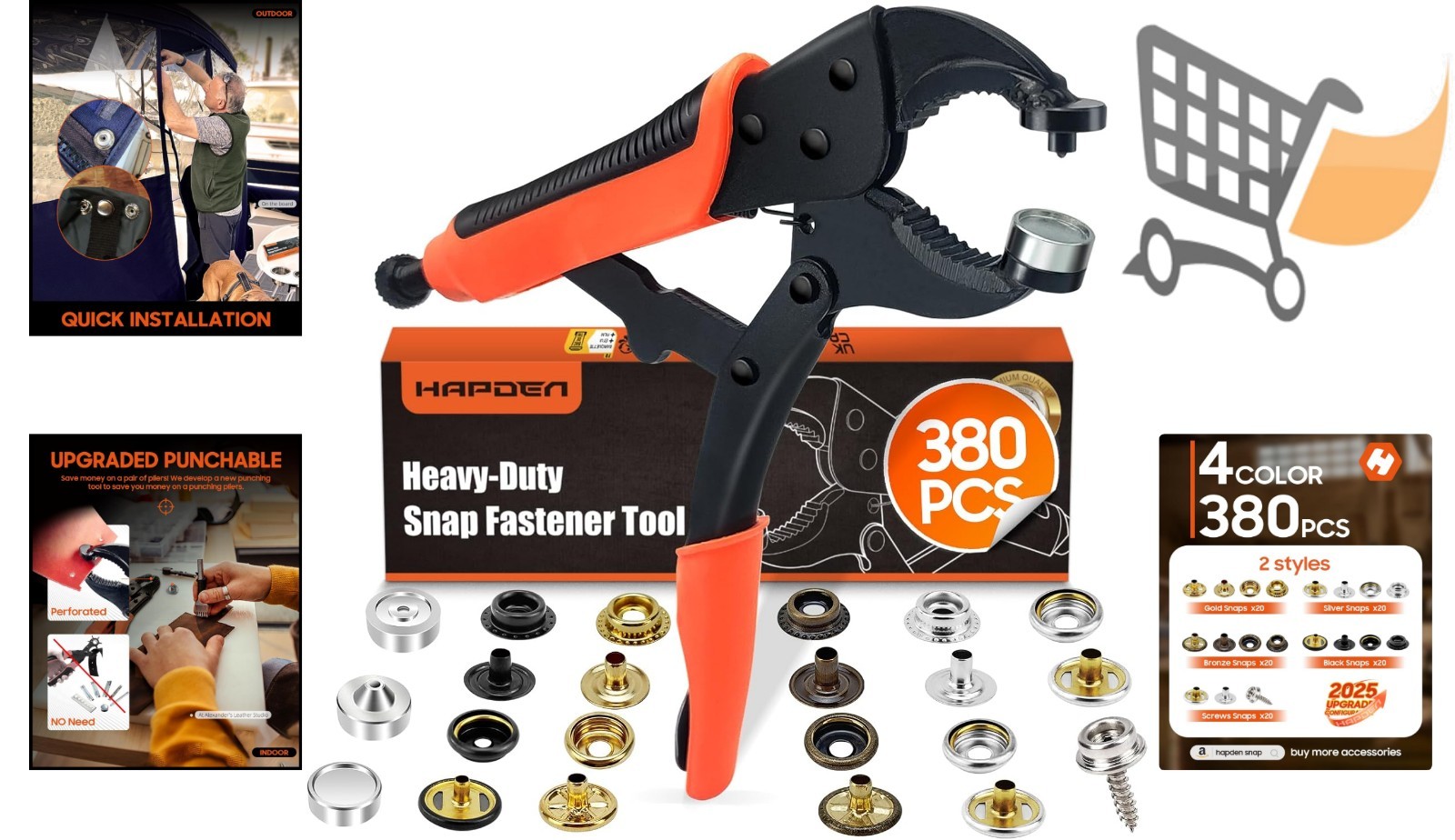 Heavy Duty Snap Fastener Tool Kit with 100 Sets for Canvas Boat Cover Repair