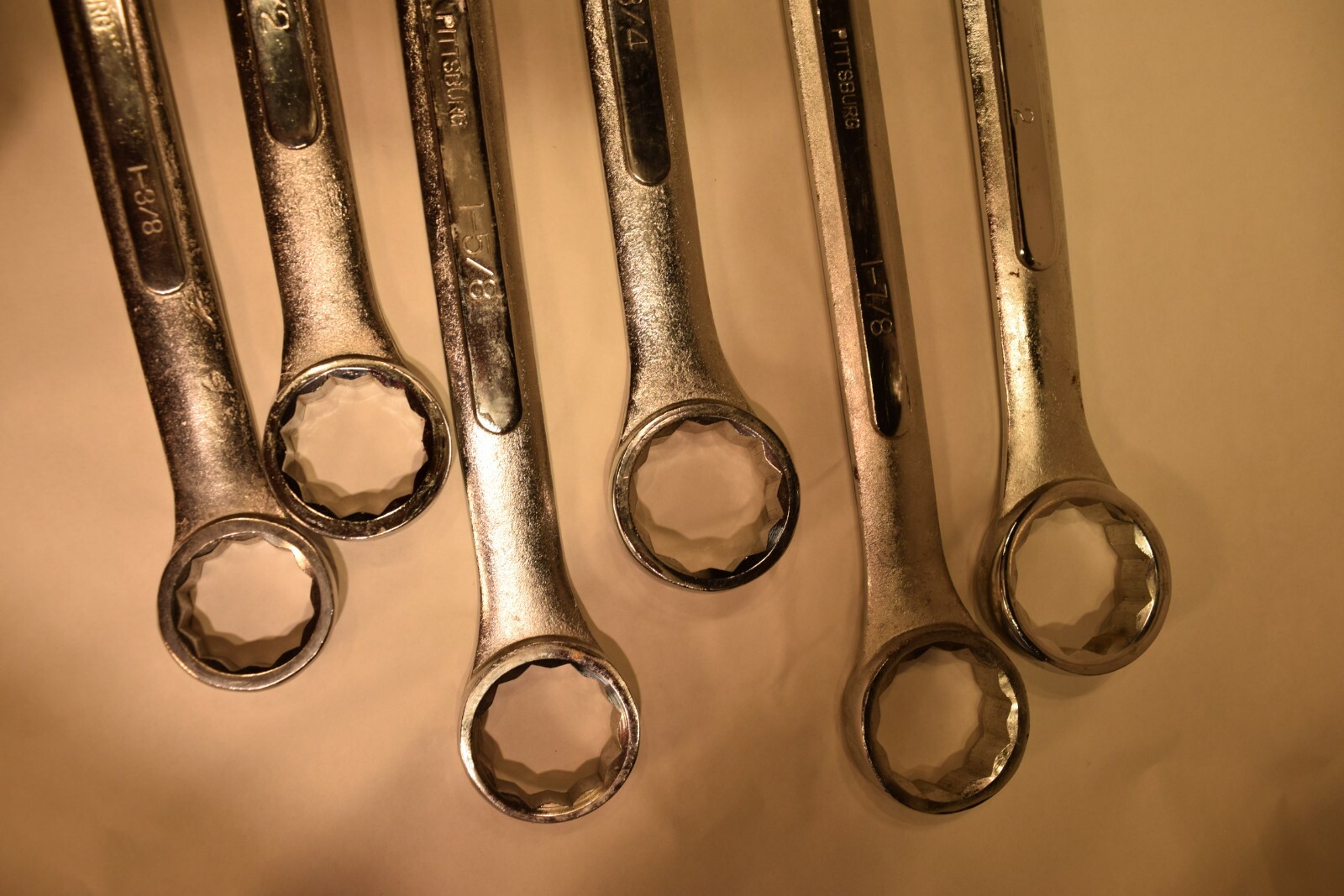 6 Large Pittsburgh Combination Wrenches 2″, 1-7/8, 1-3/4, 1-5/8, 1-1/2, 1-3/8