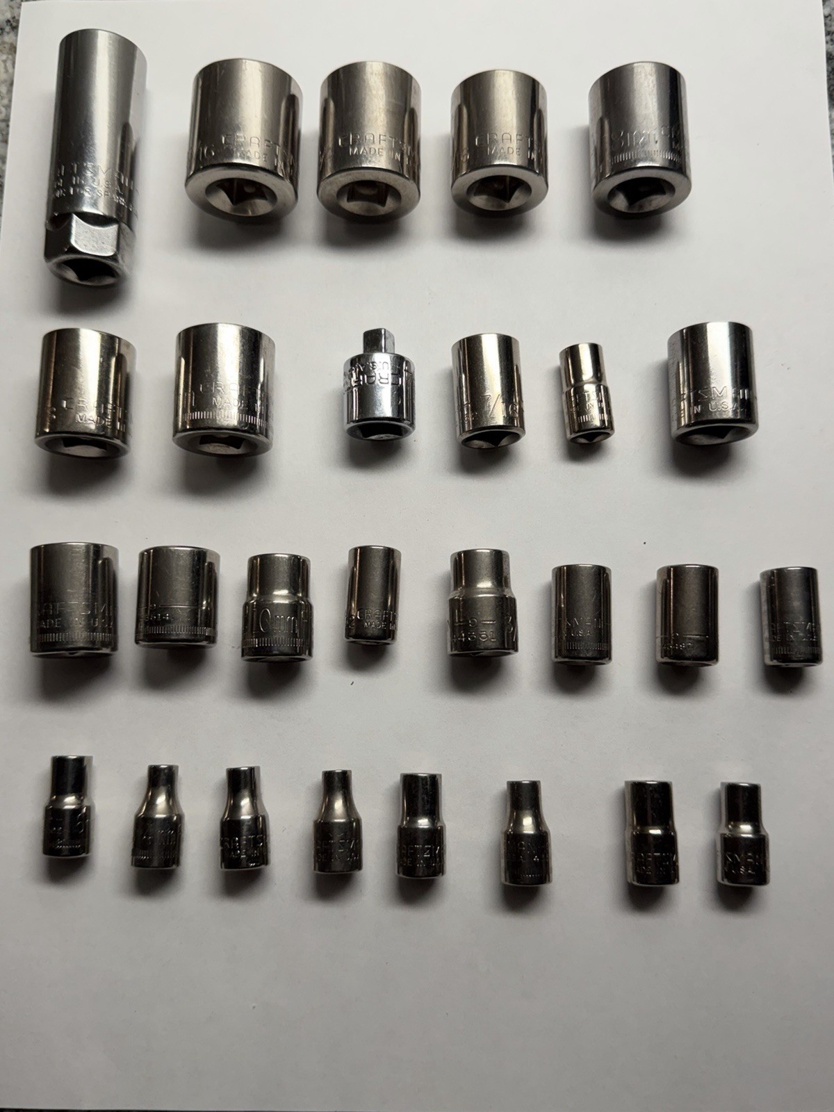 27 Pc Craftsman USA Misc Sockets, Standard & Metric