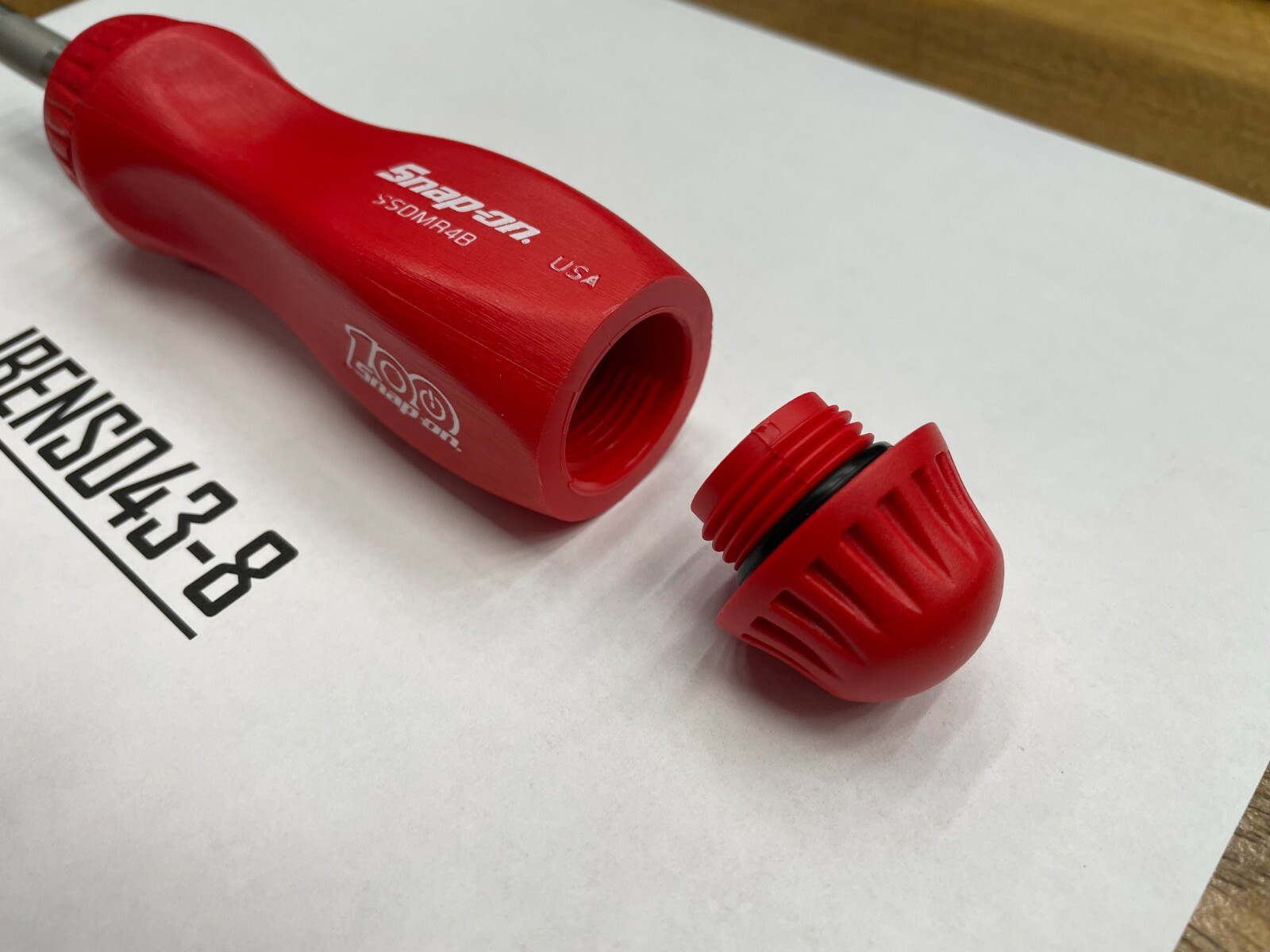 Snap-on Tools CLASSIC RED 100th Hard Grip Stubby Shaft Ratcheting Screwdriver