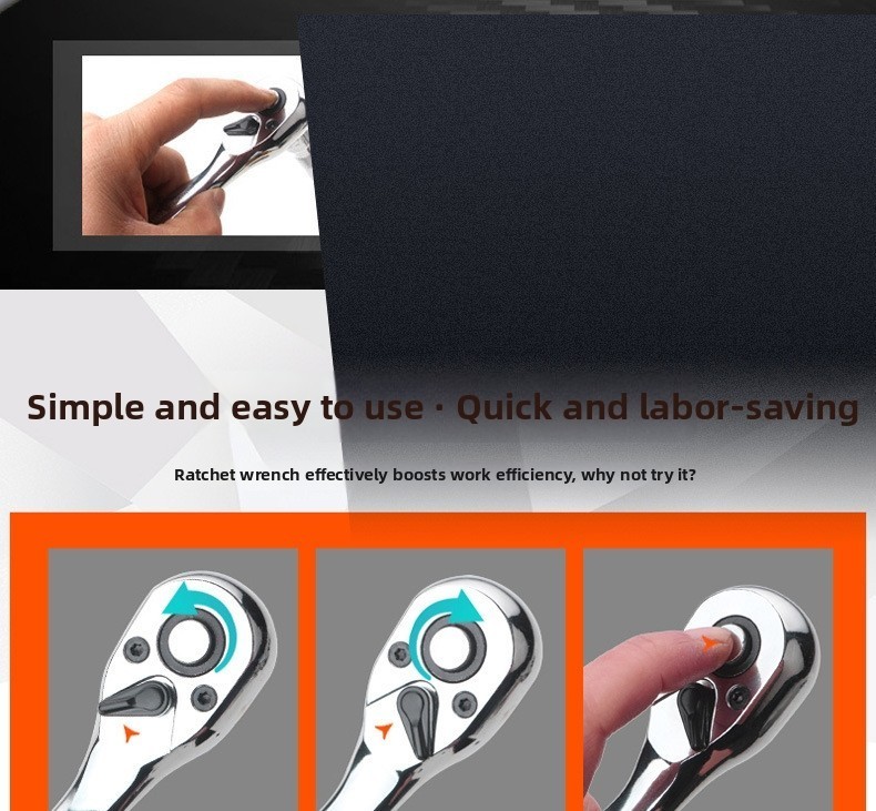 Short Handle 72 Tooth Ratchet Wrench Set with Quick Release Socket System