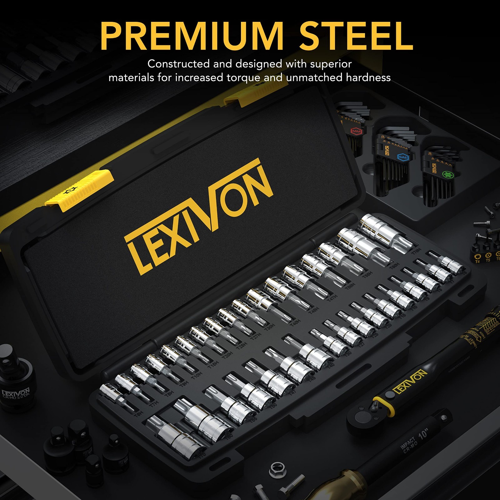 34-Piece TORX Bit Socket Set, Premium S2 Steel, Solid & Tamper Proof T6-T70, Sto