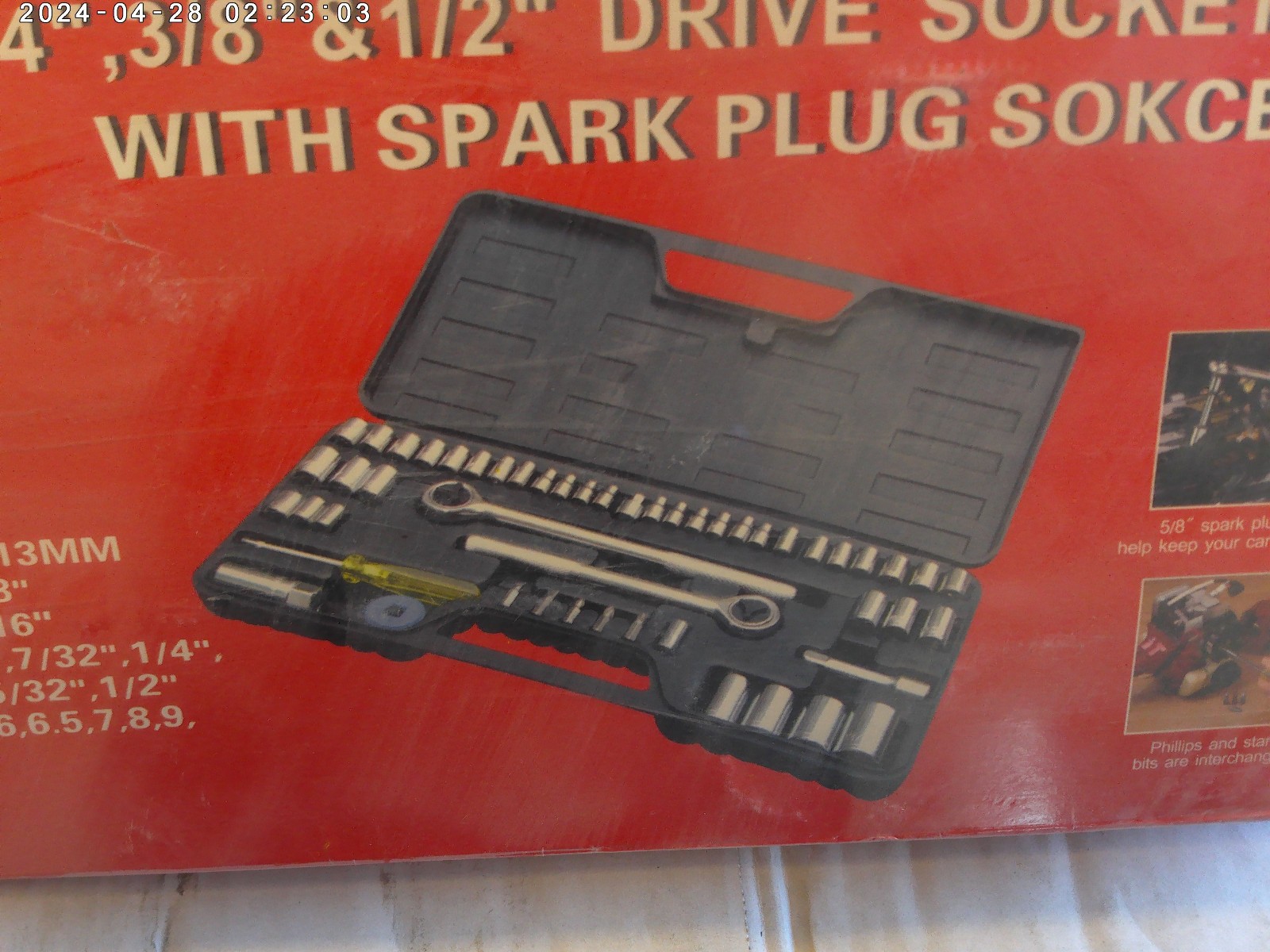 1990’s vintage 52 piece socket set 1/4″,3/8″ and 1/2″ Drive NEW oldstock (China)