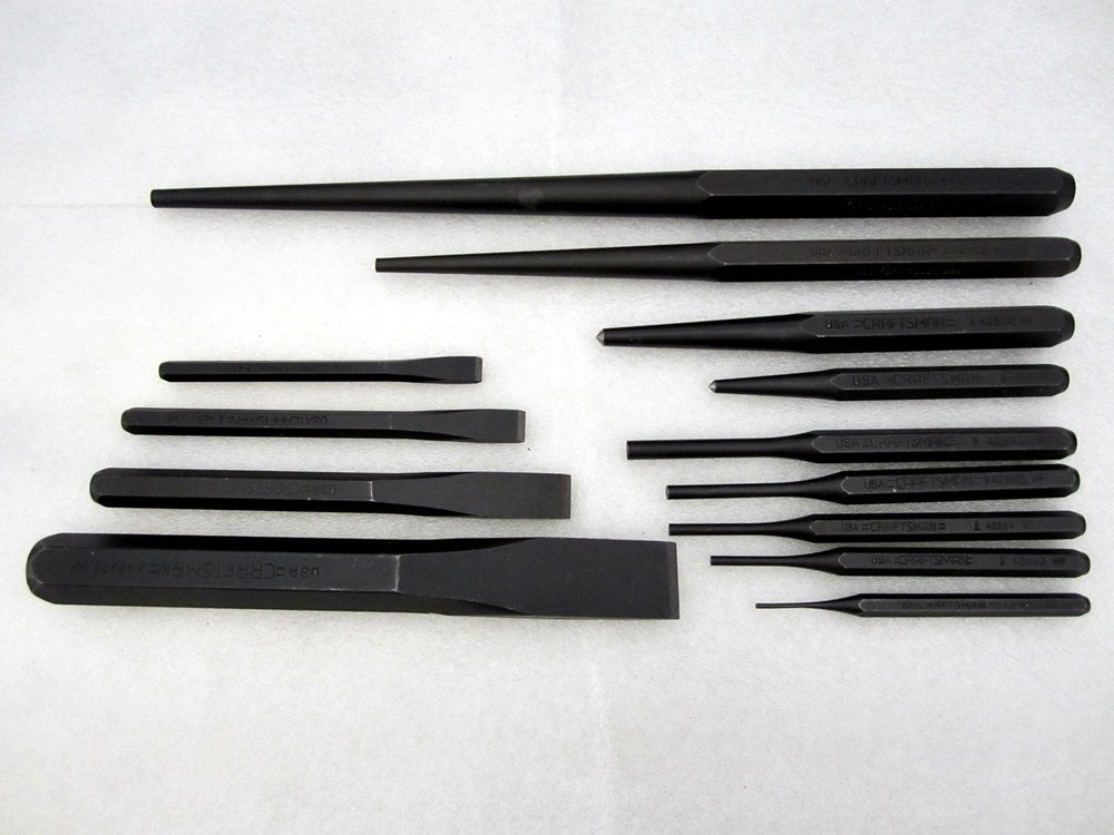 Vintage Craftsman 13pc Punch & Chisel Set Black Oxide WF Made in USA