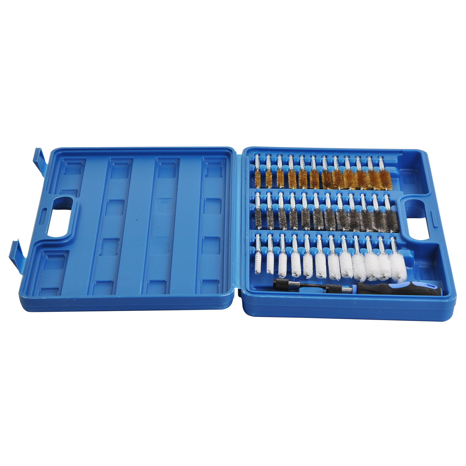 38pc Industrial Wire Brush Set 1/4″ Hex Shank Long Ext. Stainless Steel Nylon