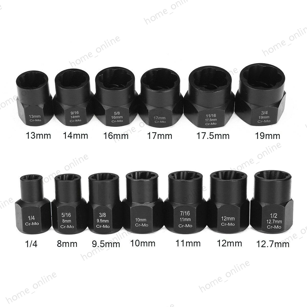13pcs Bolt Extractor Damaged Lug Nut Remover Twist Socket Extractor Tool 8-19mm