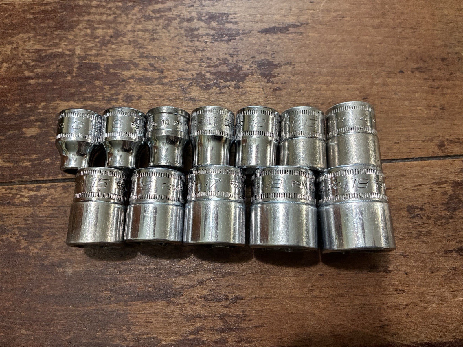 SNAP-ON 3/8 DRIVE 12 PC METRIC SHALLOW SOCKET SET8-19MM 6 POINT READ DESCRIPTION