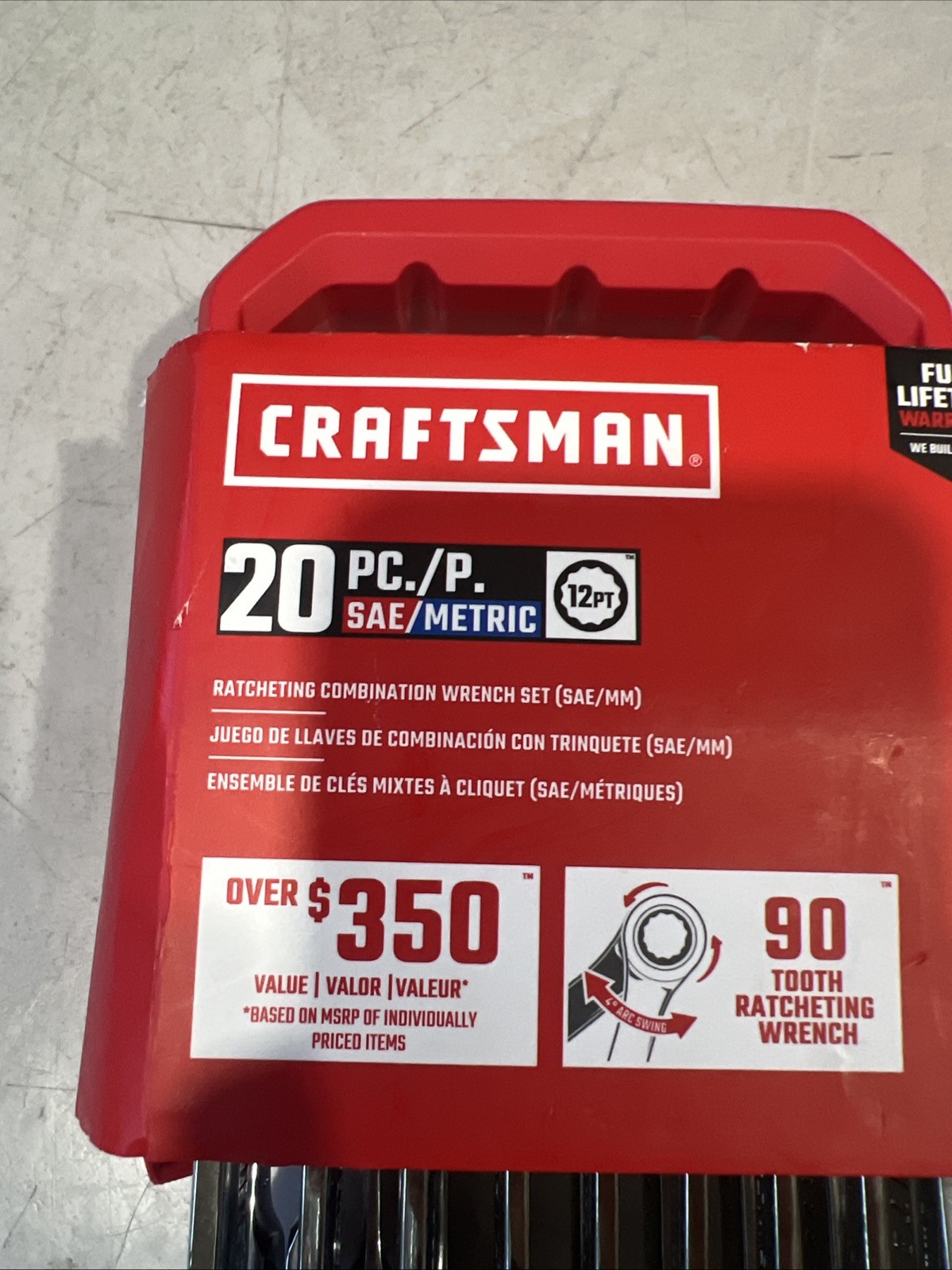 Craftsman 20pc Ratcheting Combination Wrench Set SAE Metric 90t CMMT87220 NEW