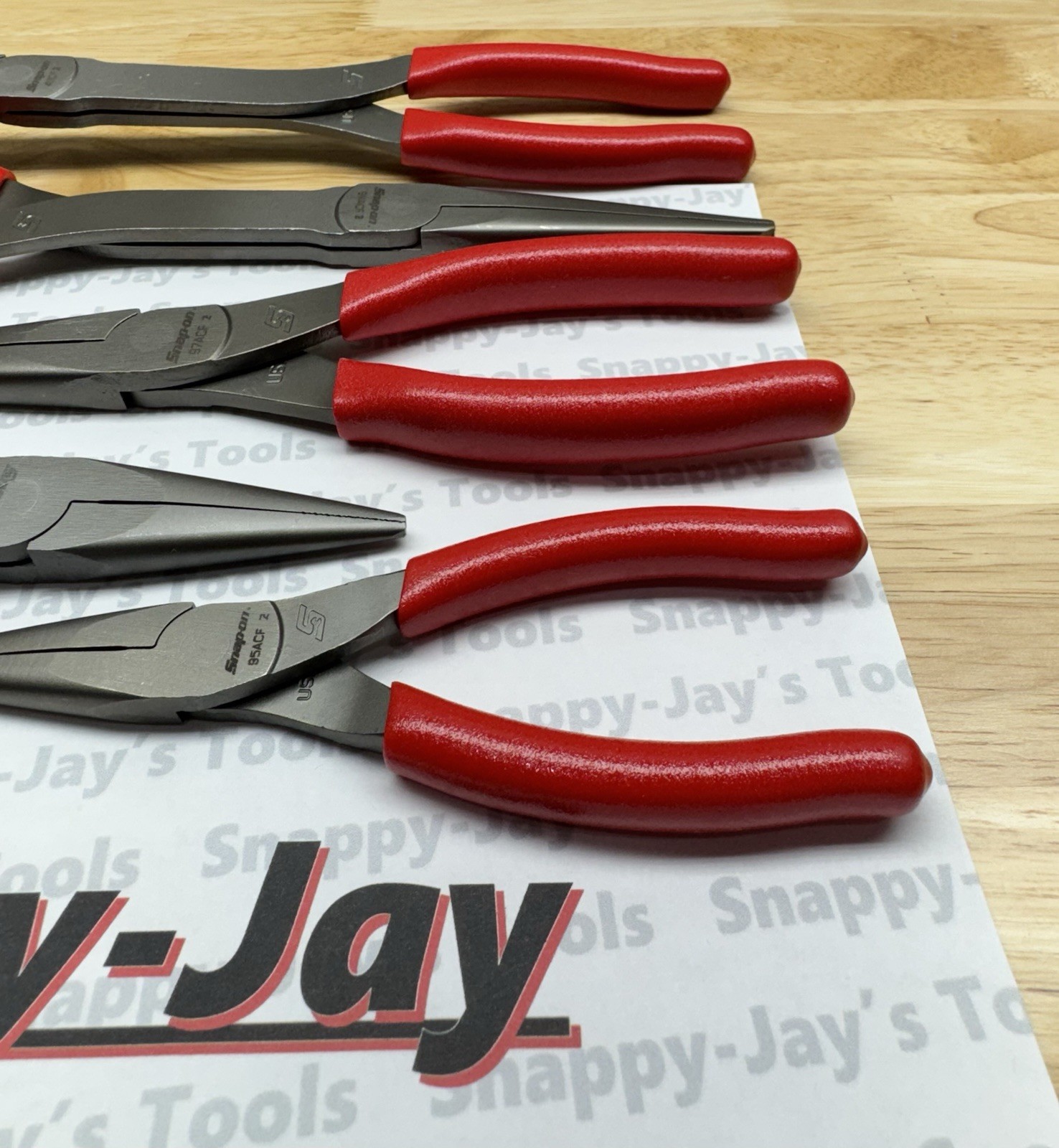 Snap-on Tools USA NEW 5pc RED Talon Grip Needle Nose Plier Set LONGNOSE5R