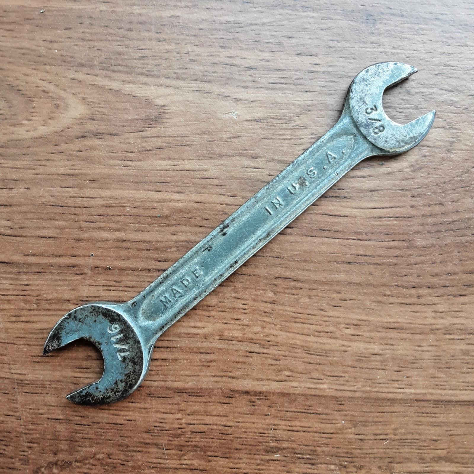 Vintage Small 3/8” x 7/16” Open-end Wrench, Forged Steel, Made In USA
