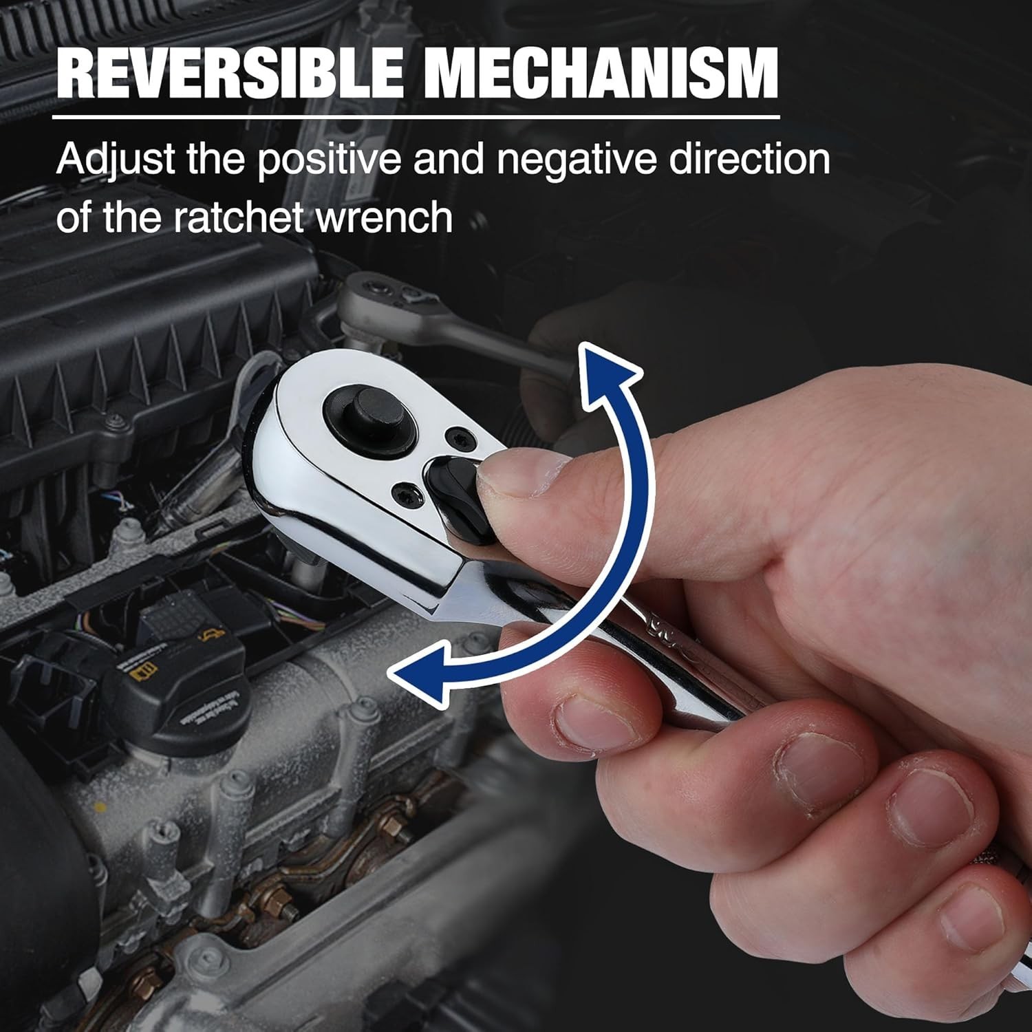 3/8-Inch Drive Ratchet, Quick-Release Reversible Ratchet Wrench, 72-Tooth 3/8…