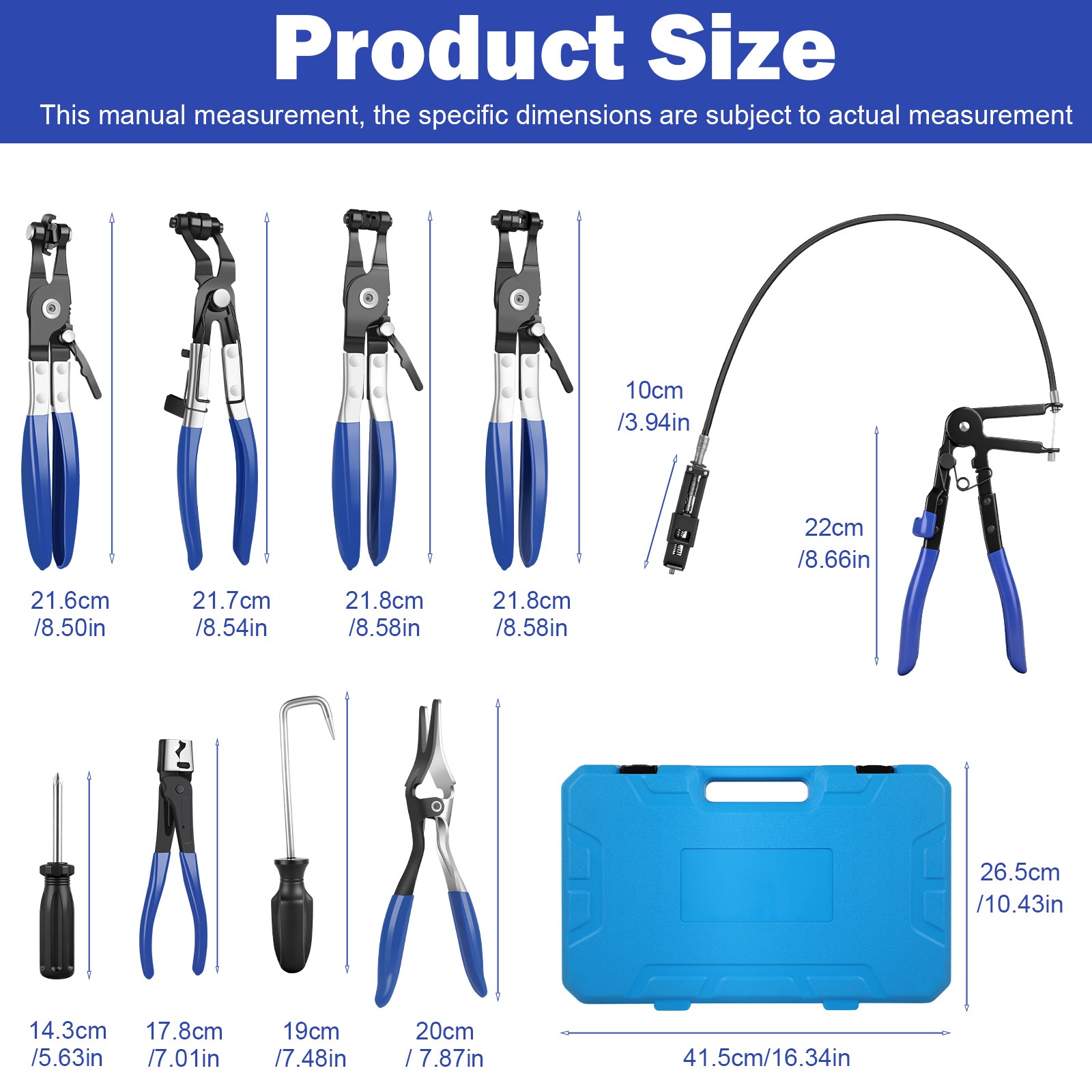 10Pc Hose Clamp Clip Remover Pliers Wire Long Reach Kit Fuel Oil Water Hose Tool