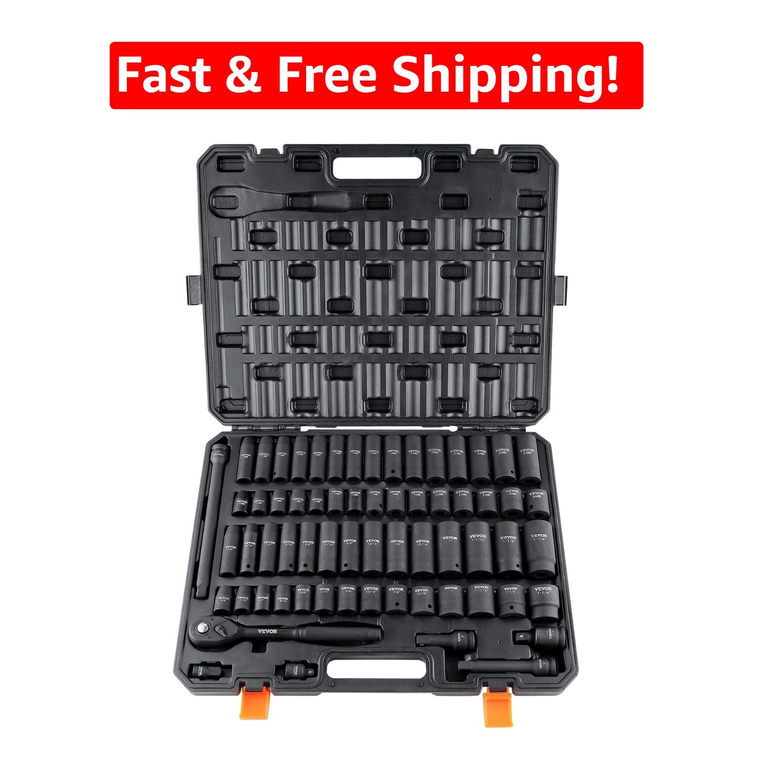 1/2″ Drive Impact Socket Set, 65-Piece Cr-V for Auto Repair Excellence