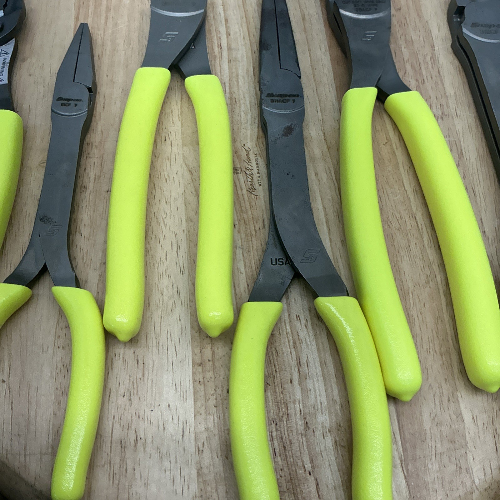 Snap on Tools 6-Piece Hi-Viz Yellow Plier Set Excellent Condition(Q)
