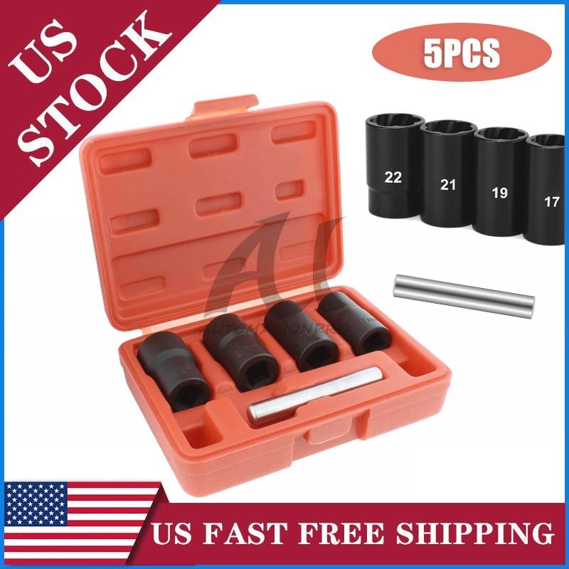 5Pcs Twist Socket 1/2” Drive For Wheel Lug Nut Damaged Removal and Extractor US