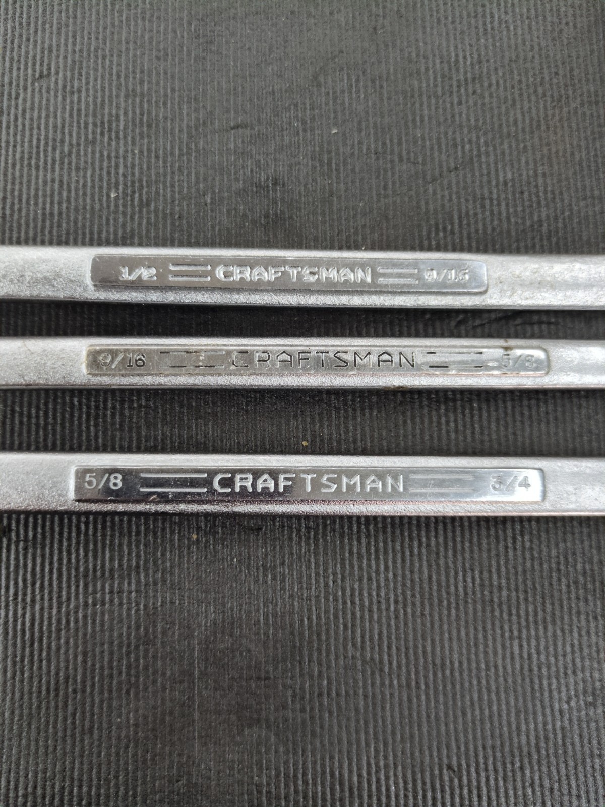 Craftsman Flying =V= 1/2 » Through 3/4″ Double Box End Wrench 3 Pc USA Vintage