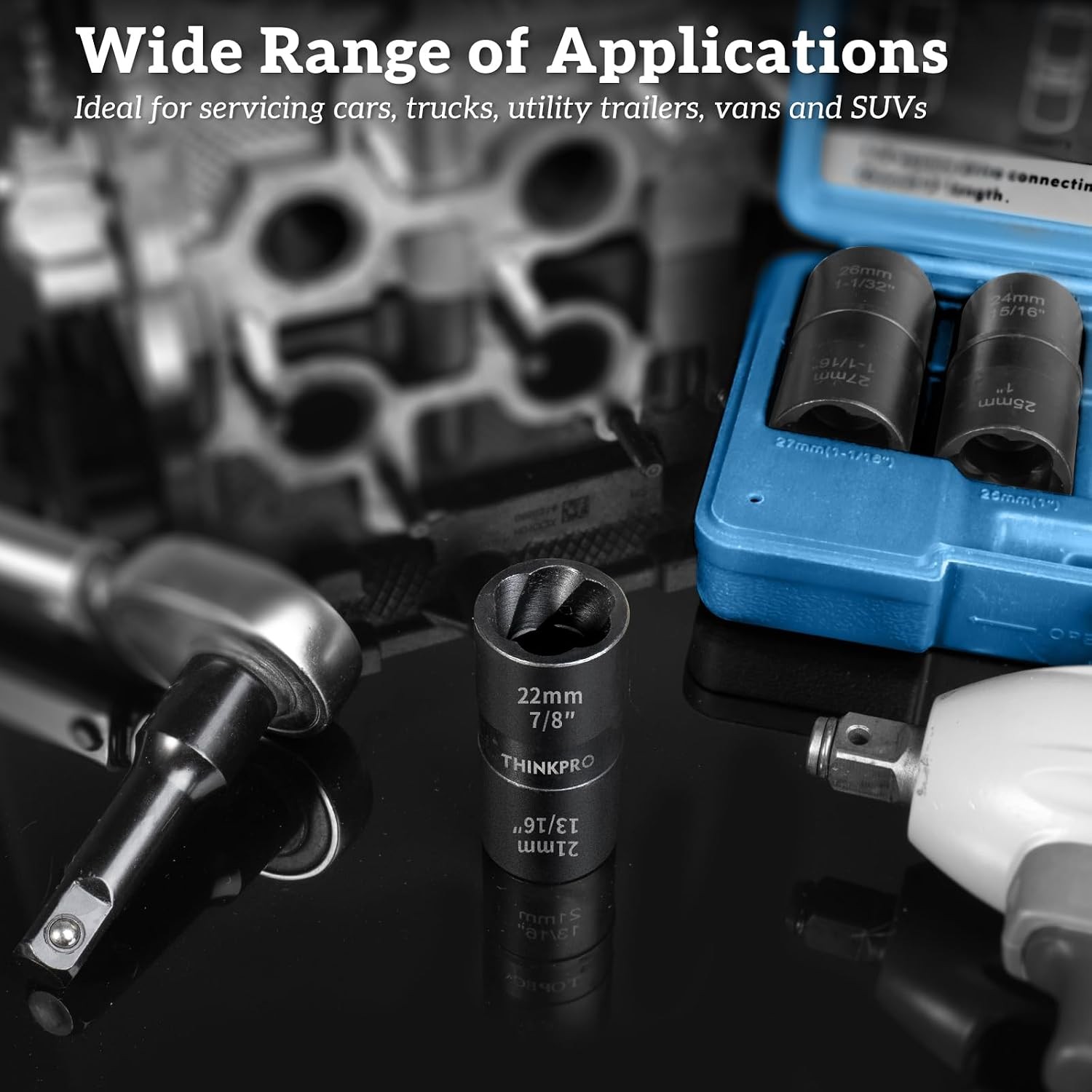 5Pc Lug Nut Removal Tool Wheel Lock Remover Extractor Set 17mm to 27mm