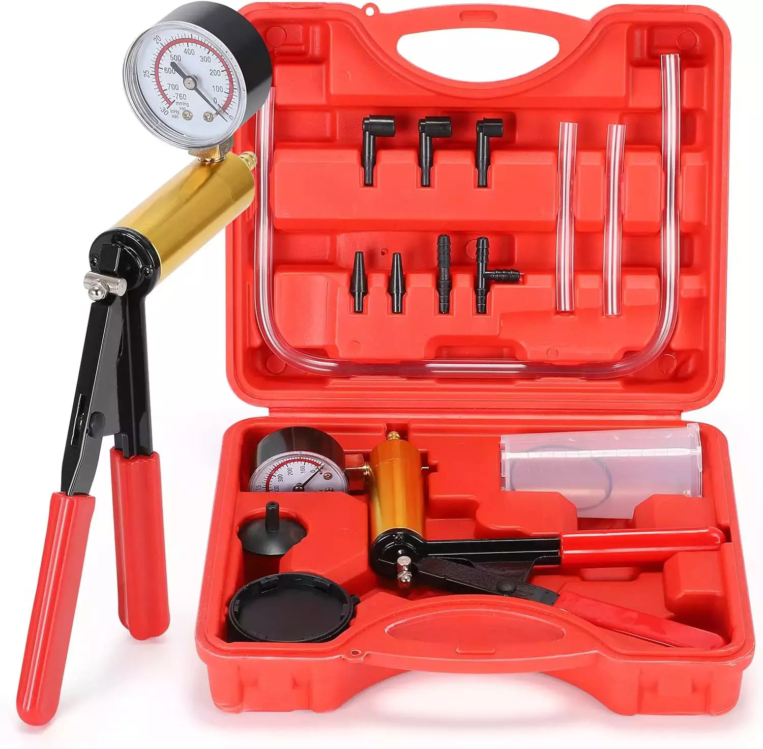 Hand Held Vacuum Pressure Pump Tester Set Brake Fluid Bleeder Bleeding Kit +Box