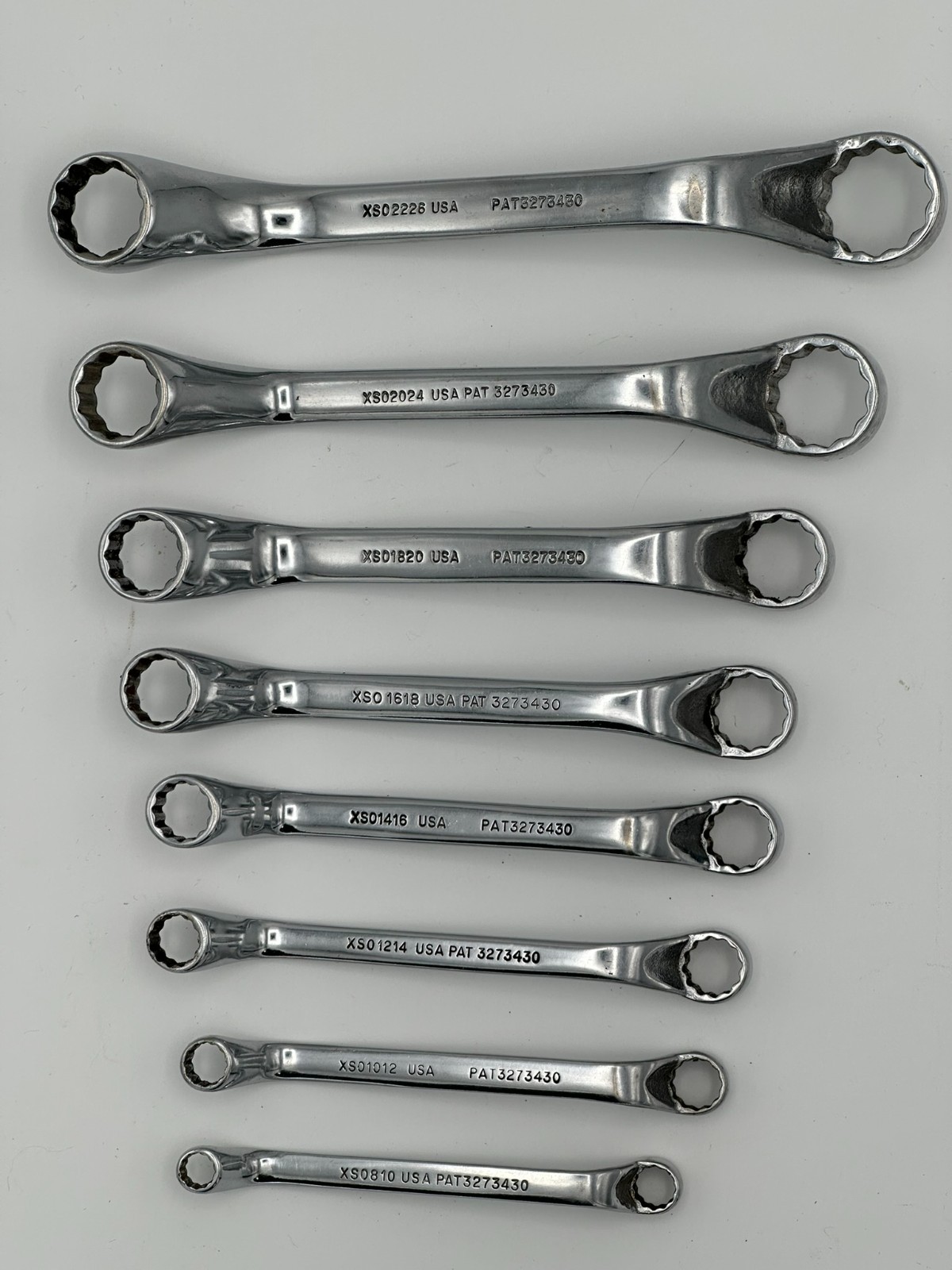 SNAP ON #XSO SERIES 8 PC SAE 12 PT 1/4″-13/16″ DEEP OFFSET BOX END WRENCH SET