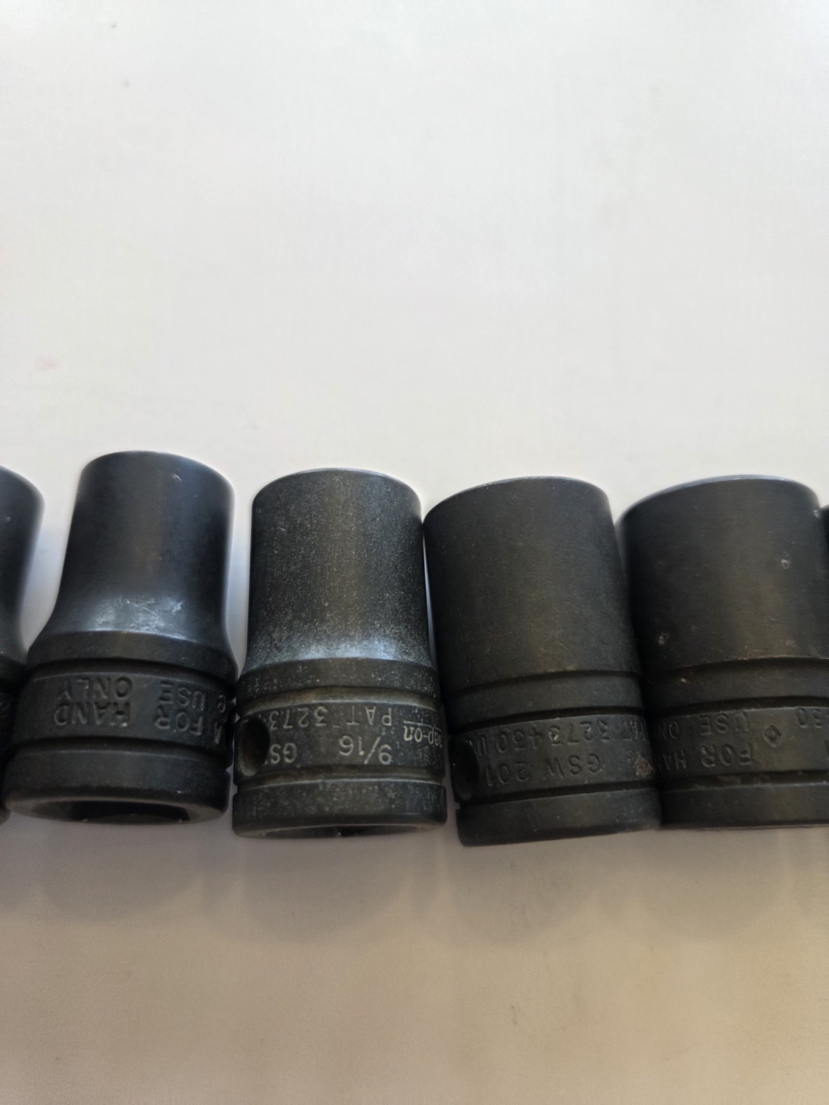 Snap On Tools 9 Piece 1/2″ Drive Industrial Finish 12 Point SAE Socket Set NICE