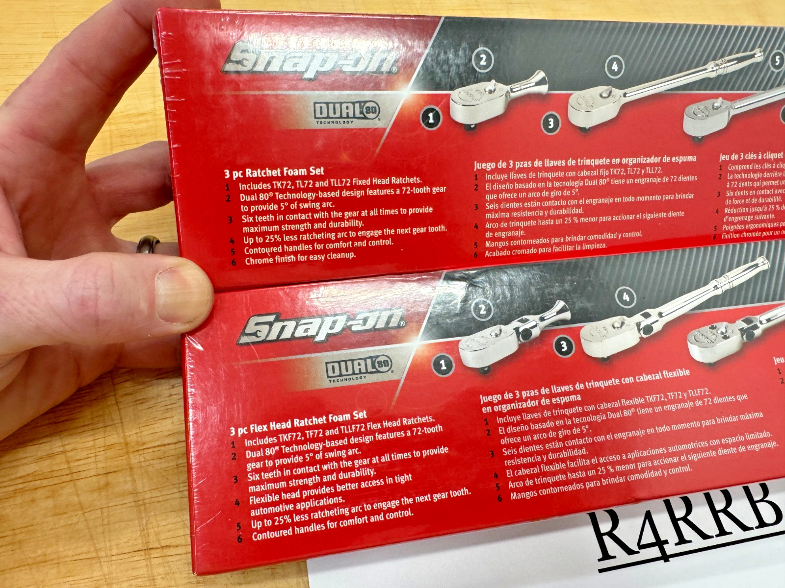 Snap-on Tools USA NEW 6pc 1/4″ Drive Chrome Fixed Flex Head Ratchet RED FOAM Set