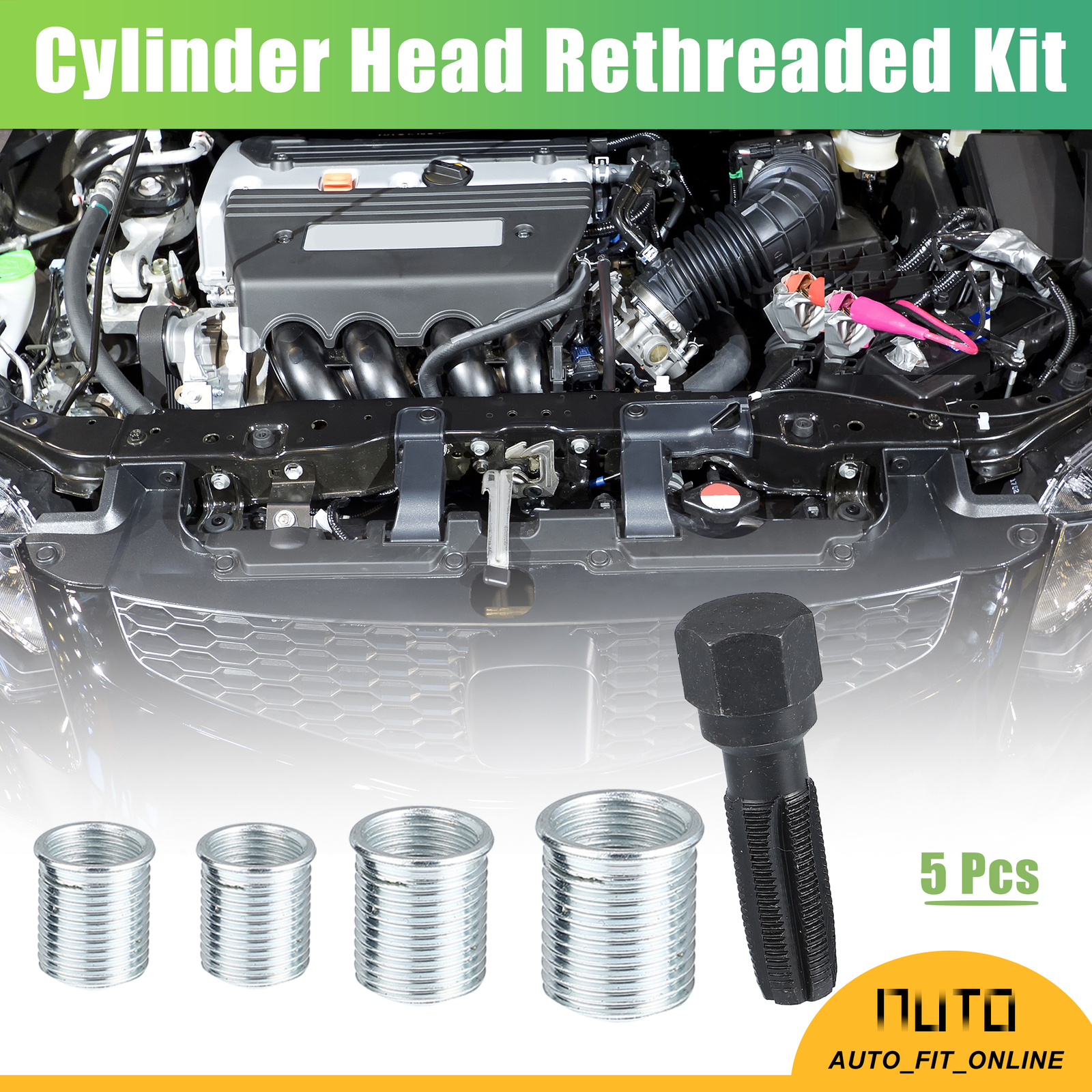 FIVE 14mm Cylinder Head Rethreaded Kit Universal Reamer Cylinder Thread Repair