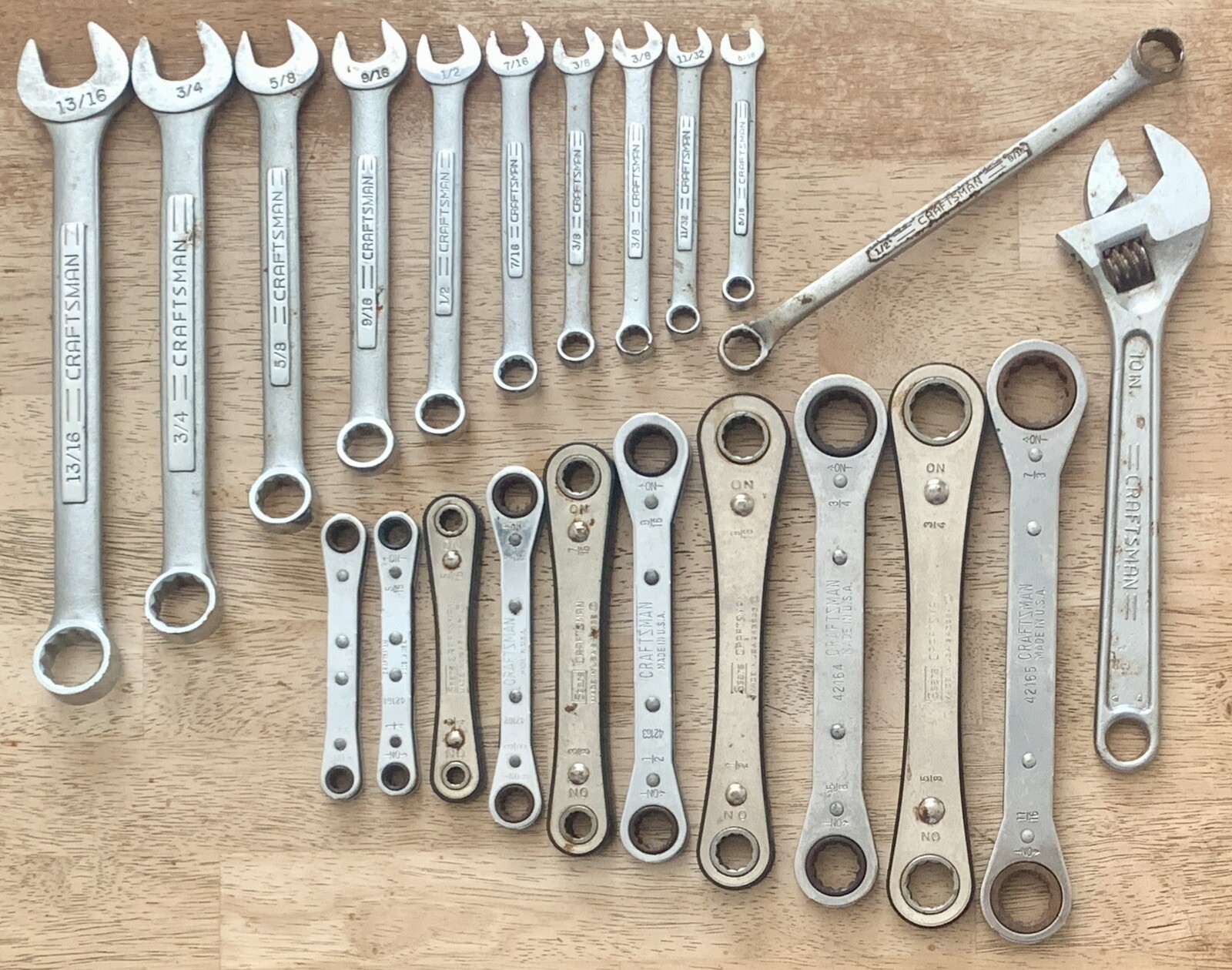 CRAFTSMAN SAE Double Box End Ratcheting Wrench / Open End Mixed Lot 22 Pc
