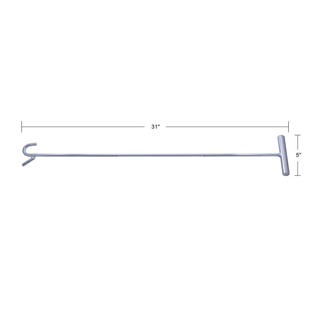 31” Heavy-Duty Chrome Plated Steel 5th Wheel Pin Puller w/5in Wide Handle S-Hook