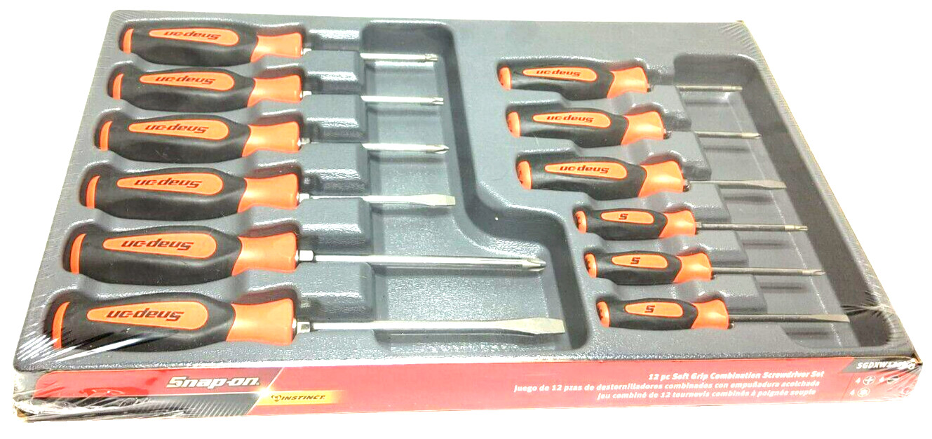 New Snap-on™ SGDXW120BO 12pc Orange Soft Grip Combination Screwdriver Set Sealed