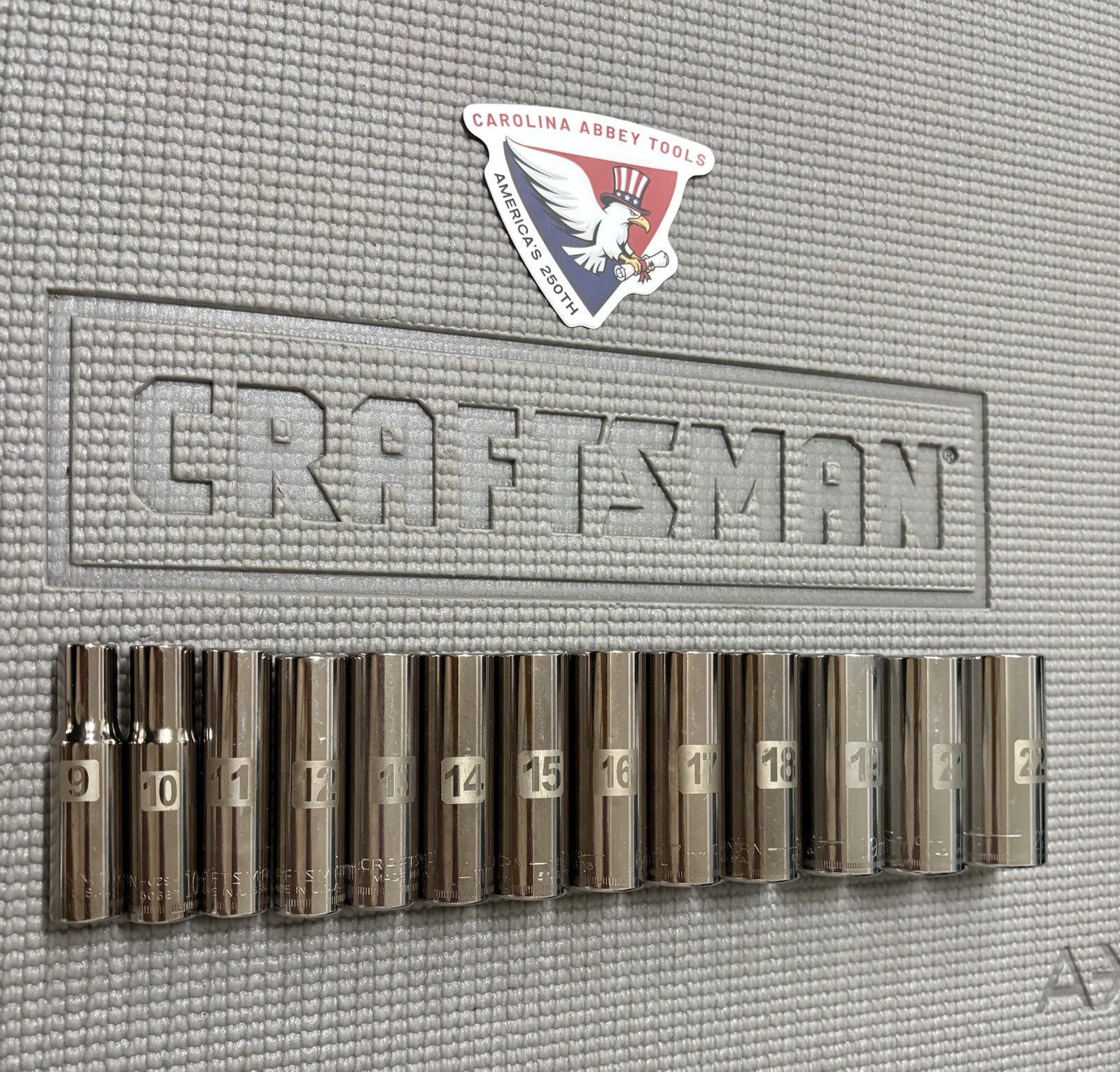 NOS Sears Craftsman USA 3/8” Drive 13pc Easy Read Deep Socket Set 9-22mm Rare!